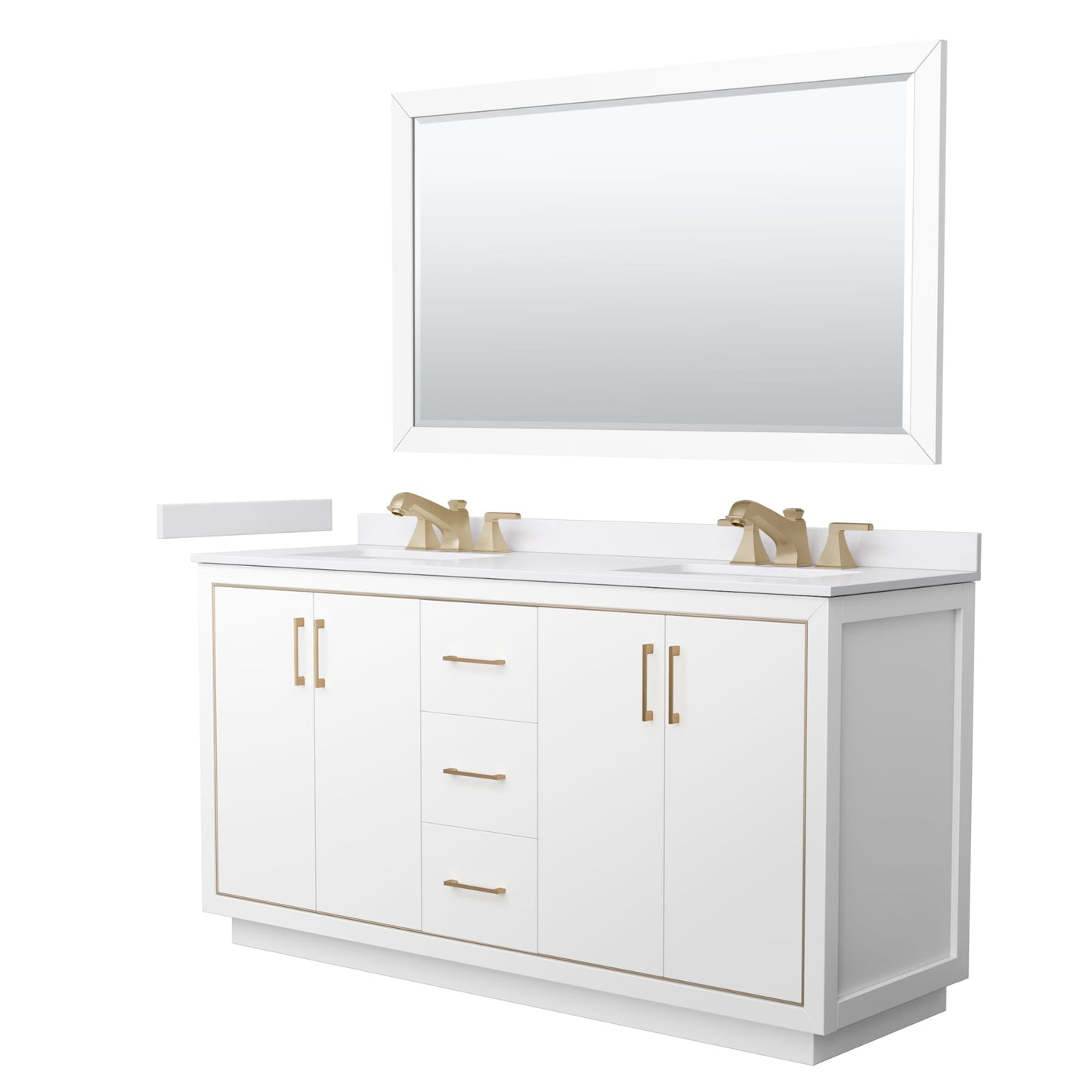 Icon Bathroom Vanity with Countertop 66 inch Double Sink 3-hole Faucet Setup