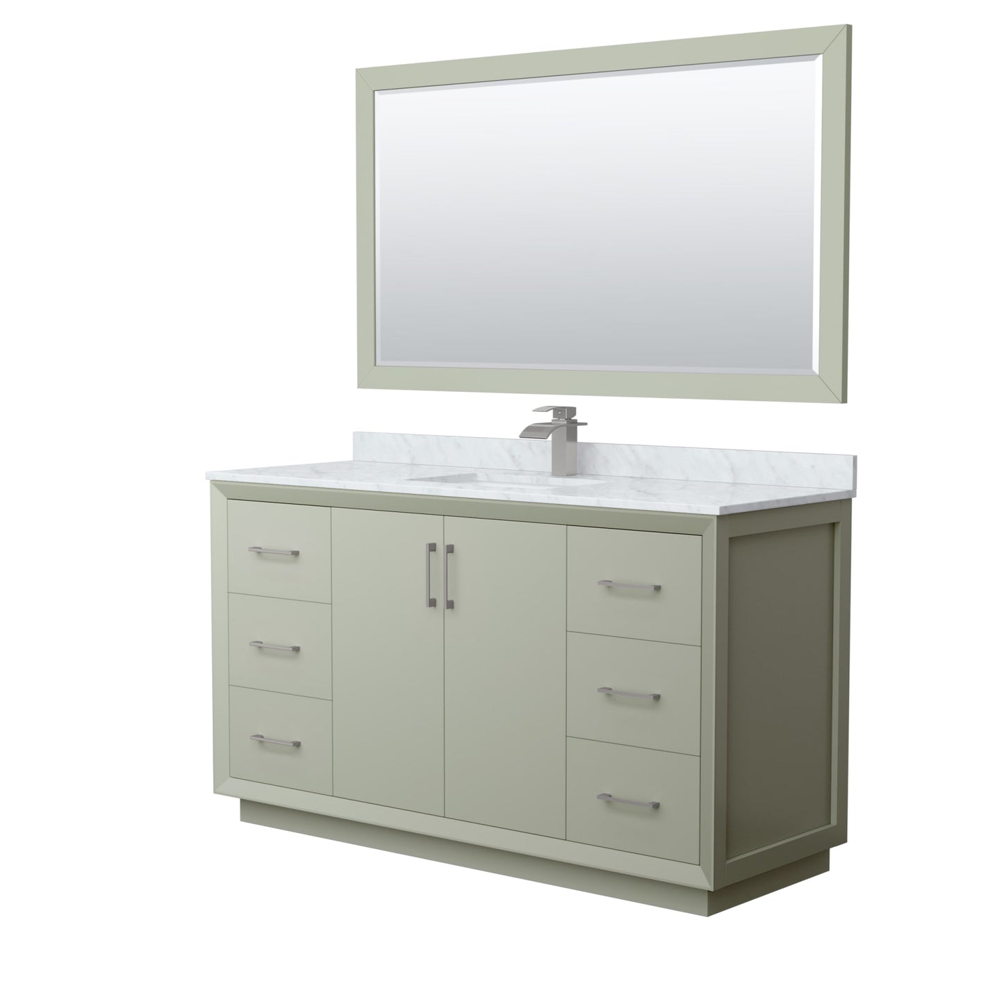 Strada Bathroom Vanity with Countertop 60 inch Single Sink Single hole Faucet Setup