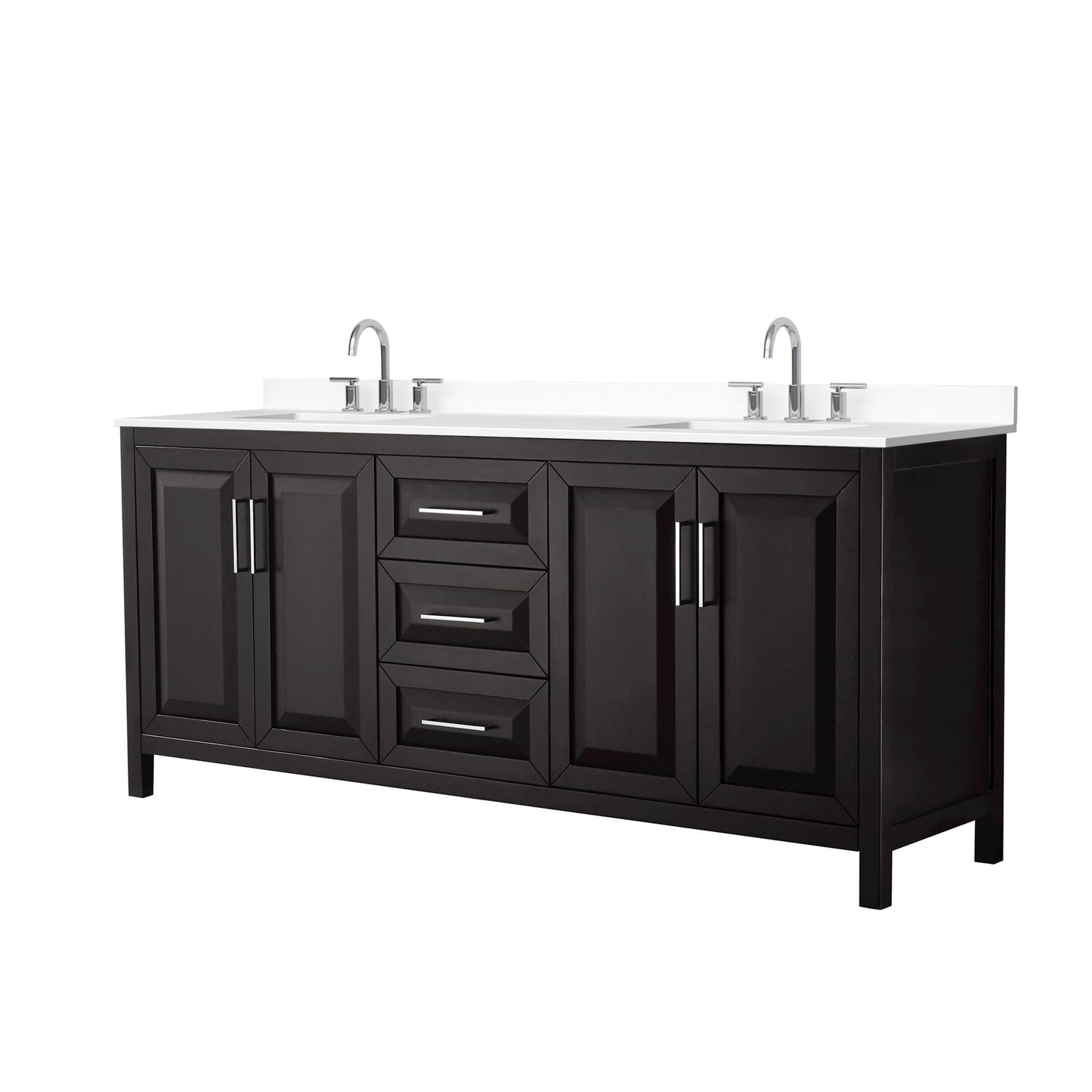 Daria Bathroom Vanity with Countertop 80 inch Double Sink 3-hole Faucet Setup