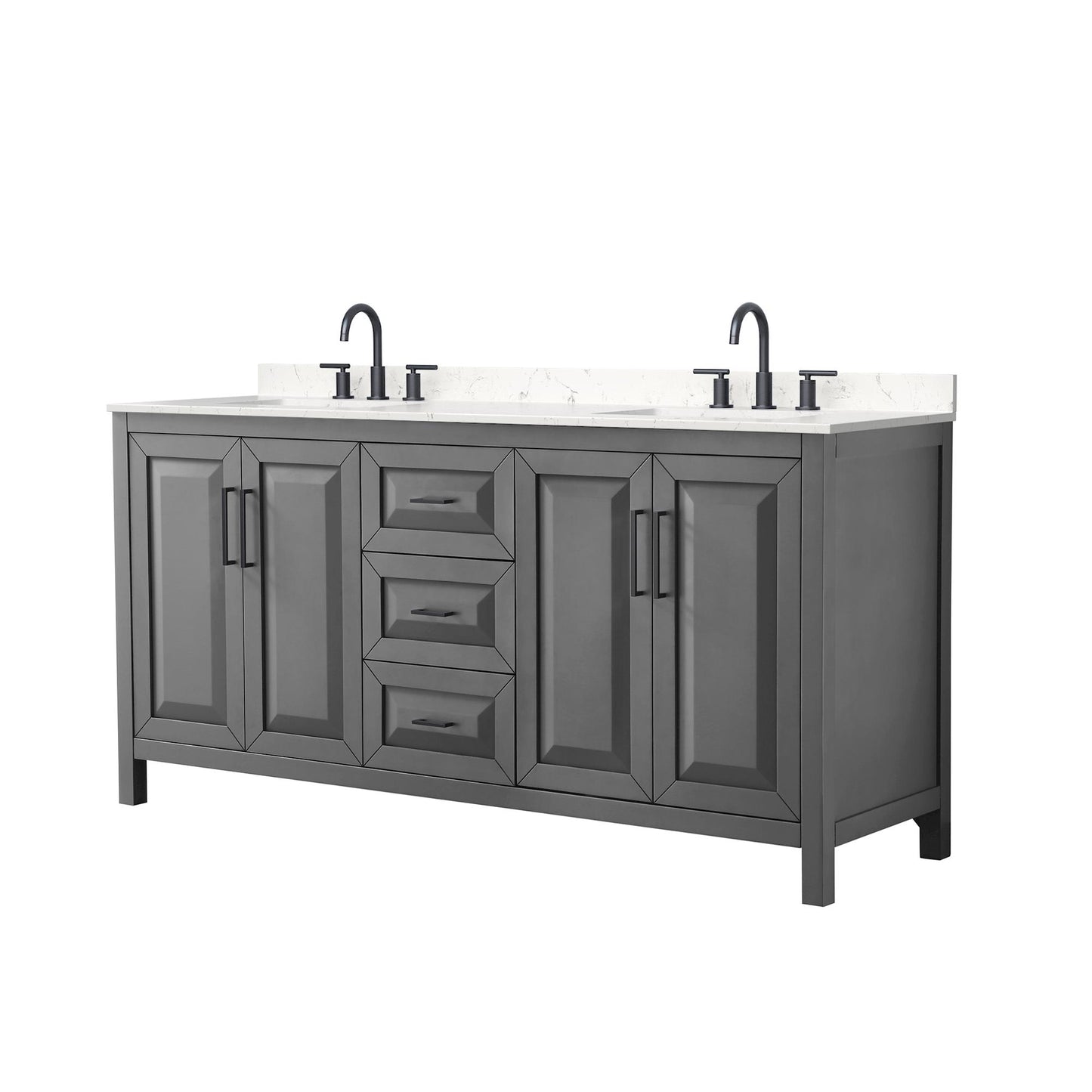 Daria Bathroom Vanity with Countertop 72 inch Double Sink 3-hole Faucet Setup