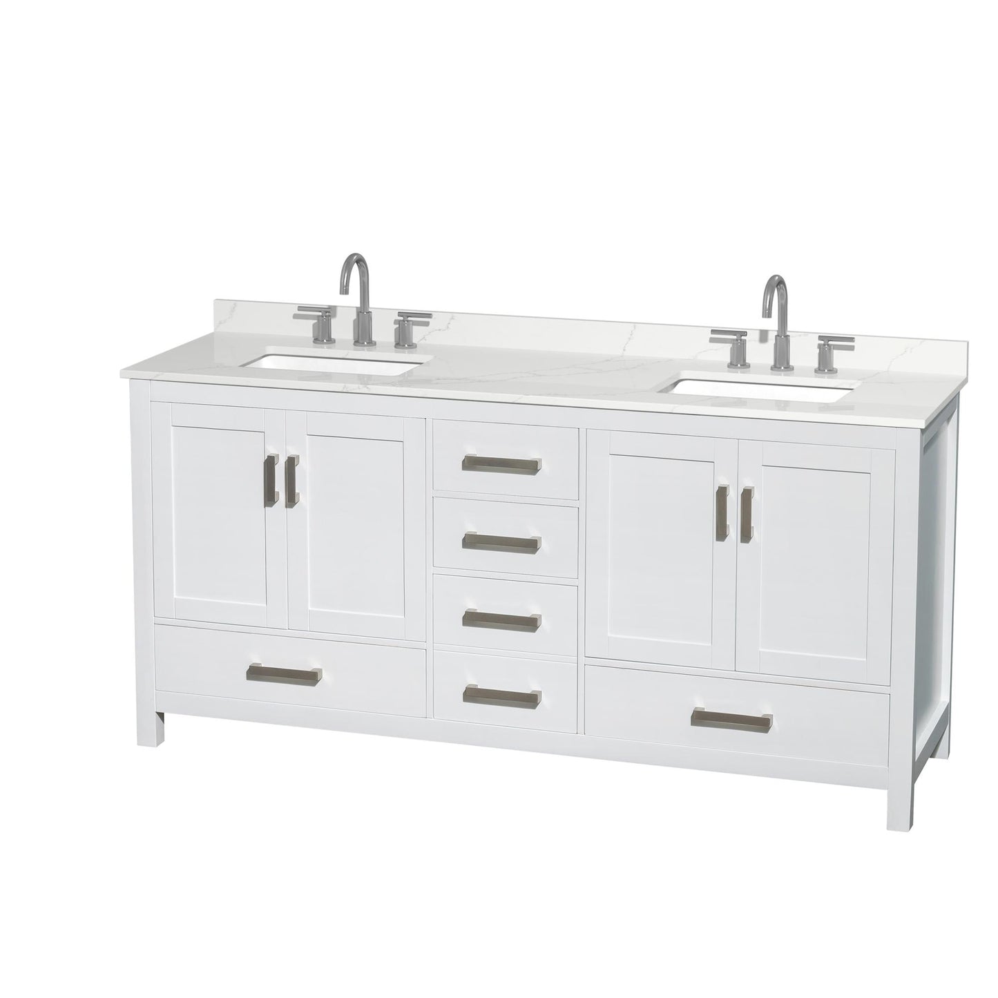 Sheffield Bathroom Vanity with Countertop 72 inch Double Sink 3-hole Faucet Setup