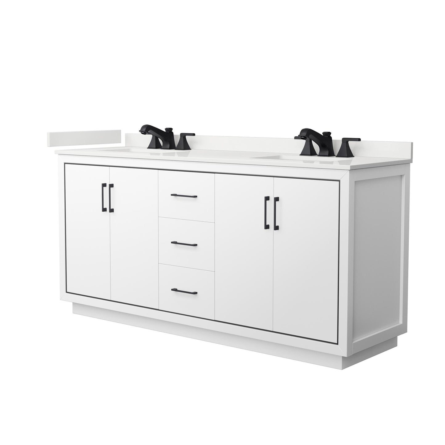 Icon Bathroom Vanity with Countertop 72 inch Double Sink 3-hole Faucet Setup