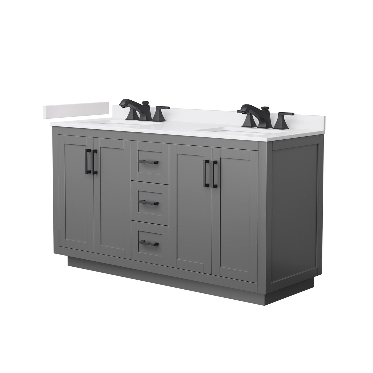 Miranda Bathroom Vanity with Countertop 60 inch Double Sink 3-hole Faucet Setup