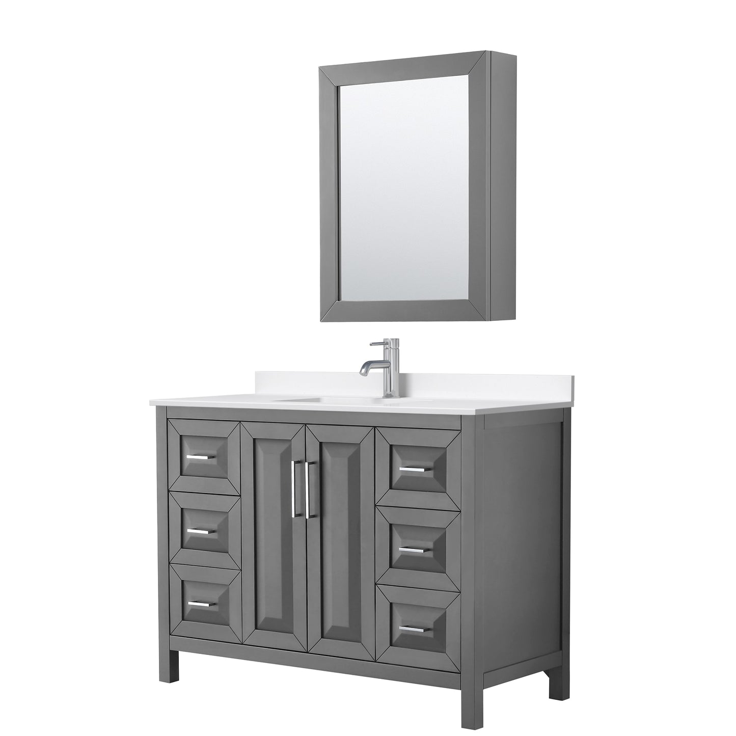 Daria Bathroom Vanity with Countertop 48 inch Single Sink Single hole Faucet Setup