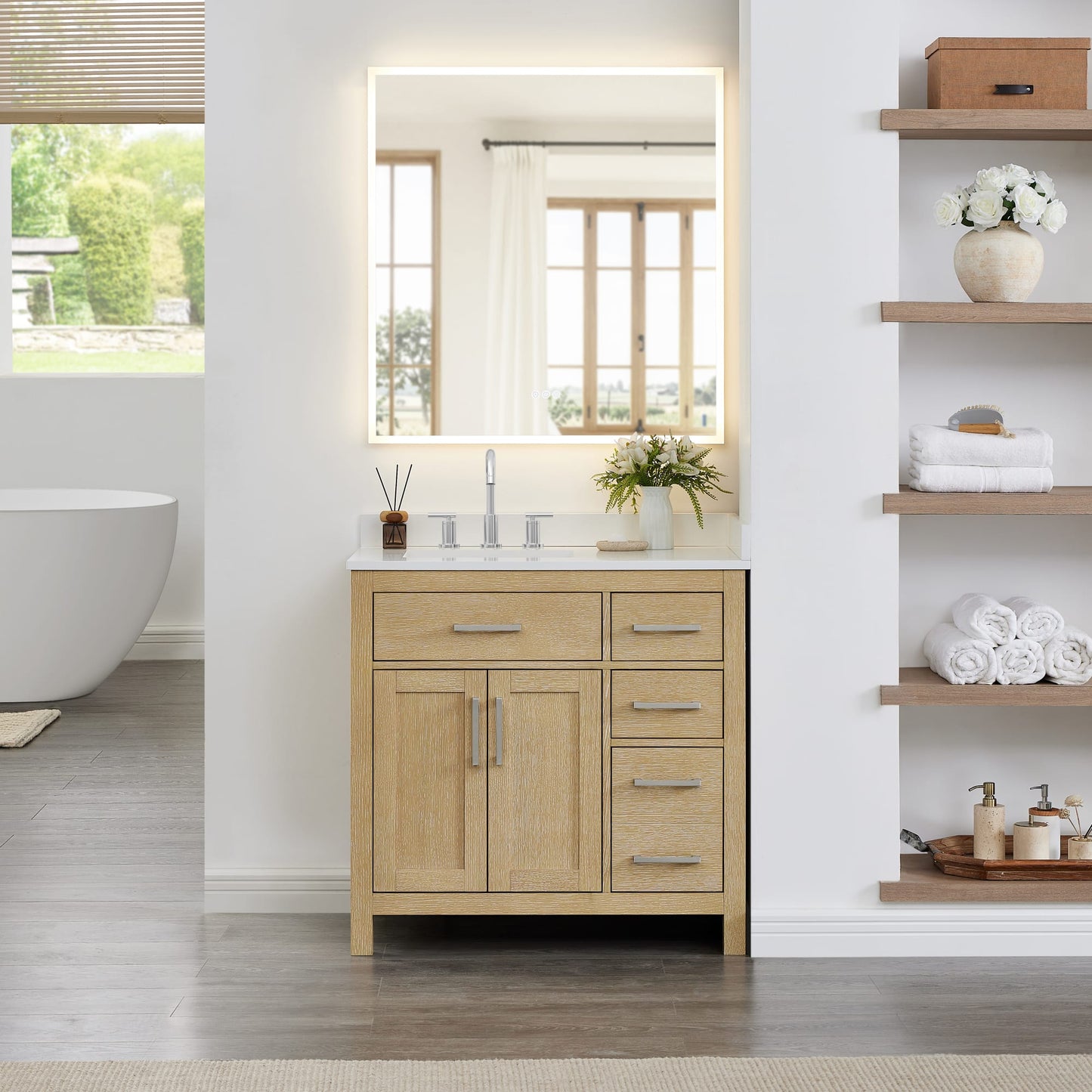 Beckett Bathroom Vanity with Countertop 36 inch Single Sink 3-hole Faucet Setup