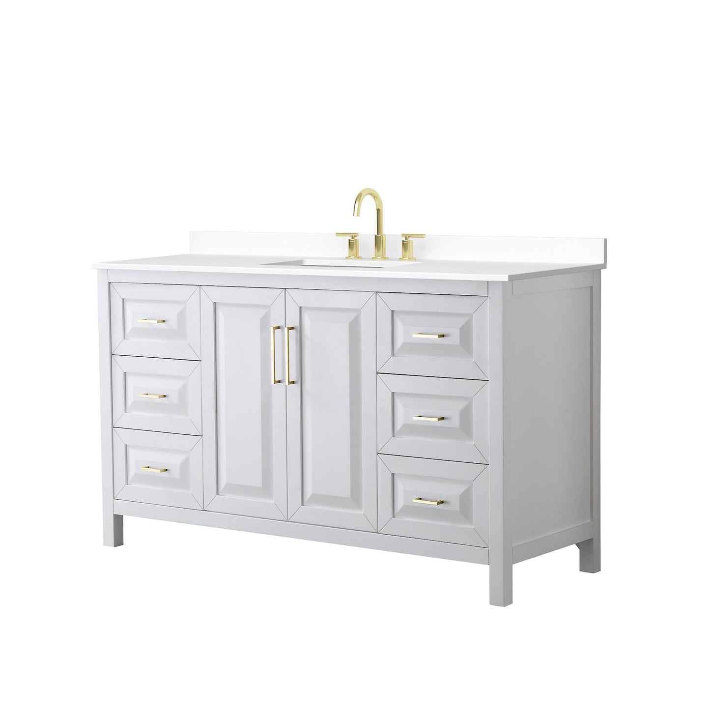 Daria Bathroom Vanity with Countertop 60 inch Single Sink 3-hole Faucet Setup