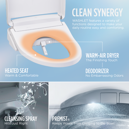 WASHLET+ Connelly Two-Piece Elongated Dual Flush 1.28 and 0.9 GPF Toilet and WASHLET S2 Bidet Seat