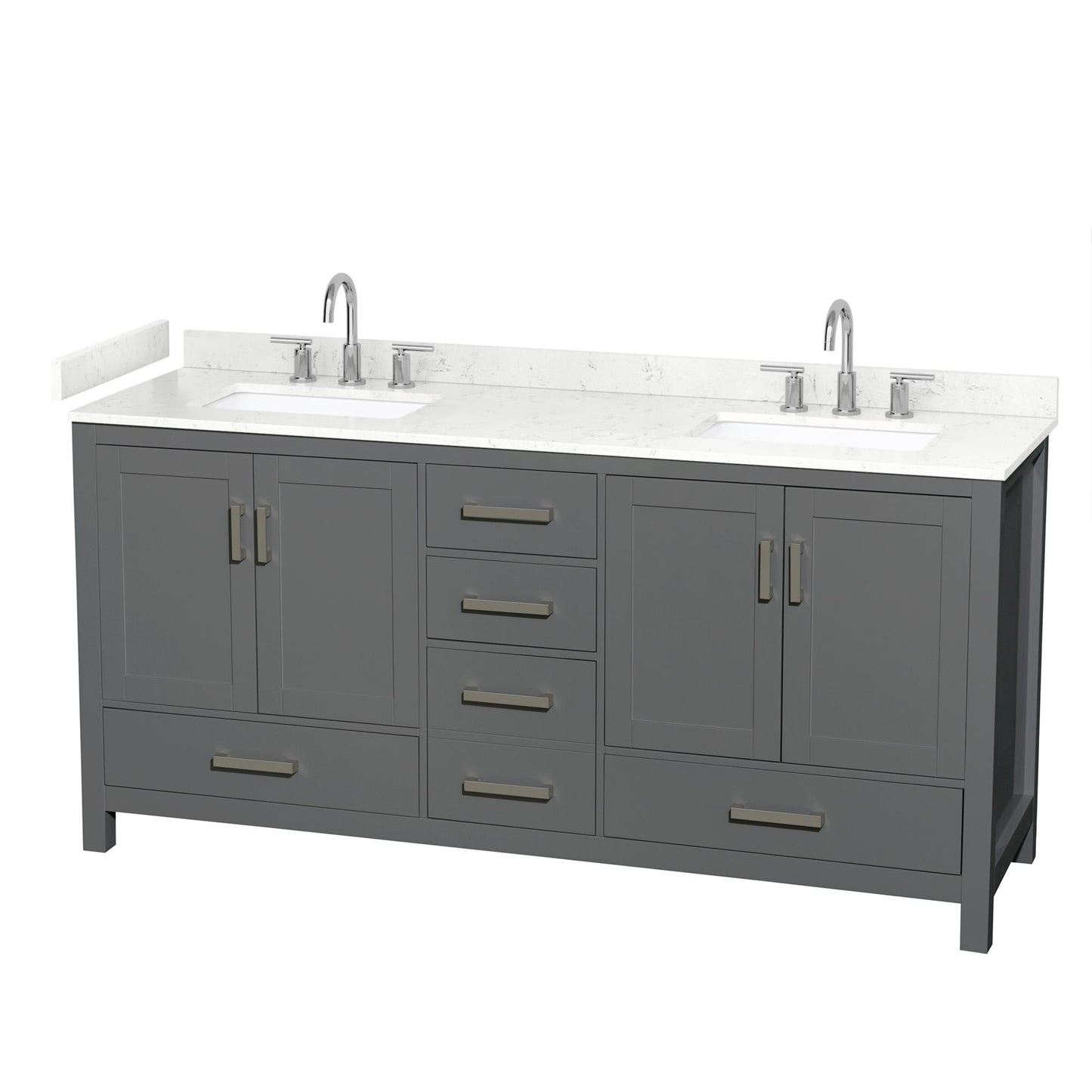 Sheffield Bathroom Vanity with Countertop 72 inch Double Sink 3-hole Faucet Setup