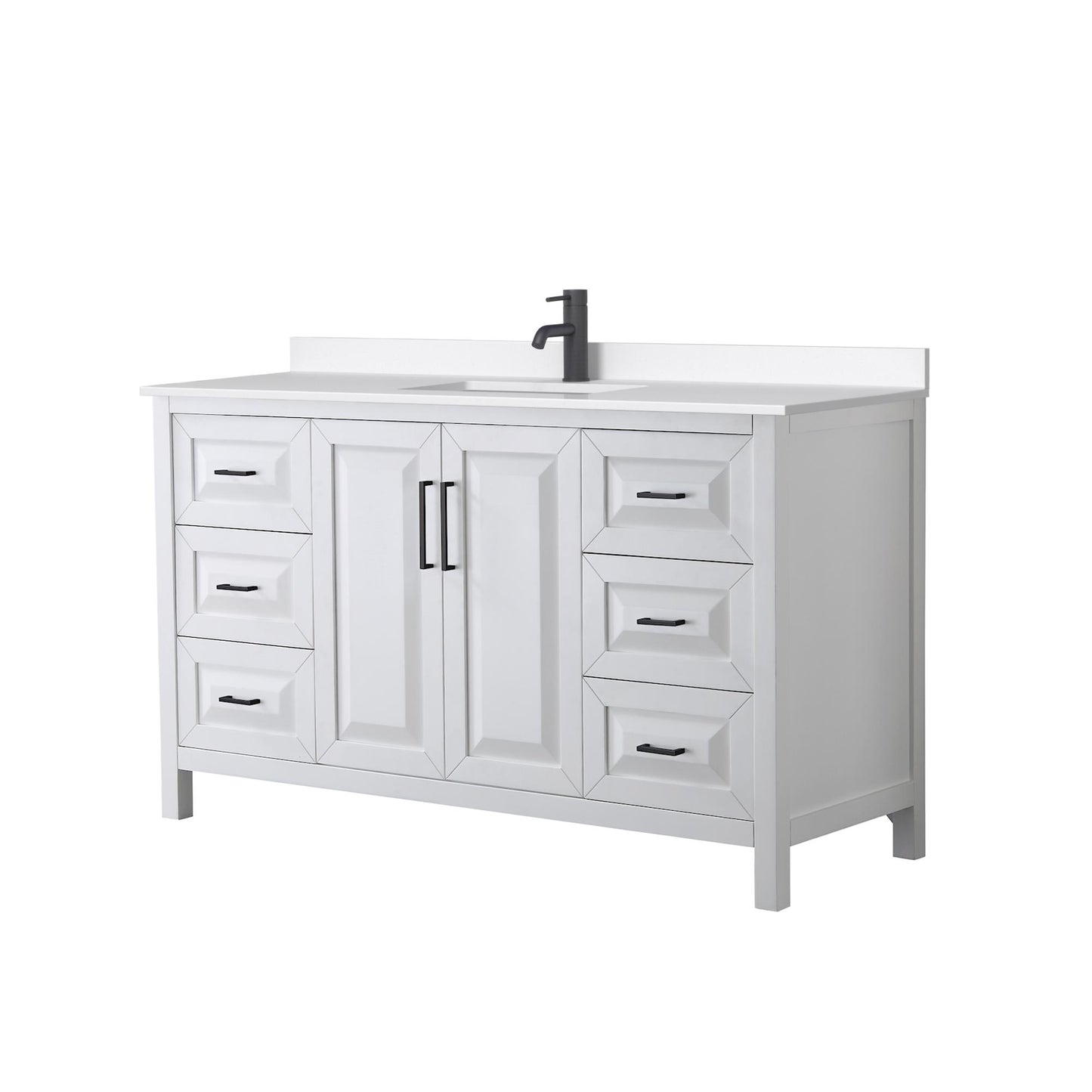 Daria Bathroom Vanity with Countertop 60 inch Single Sink Single hole Faucet Setup