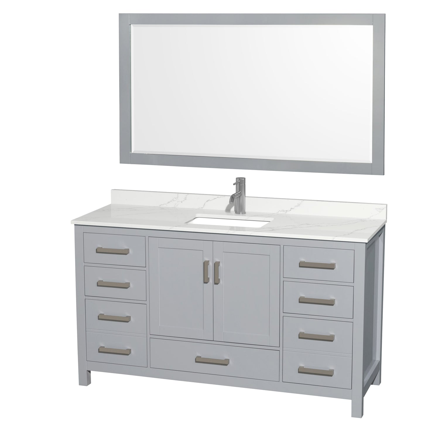 Sheffield Bathroom Vanity with Countertop 60 inch Single Sink Single hole Faucet Setup