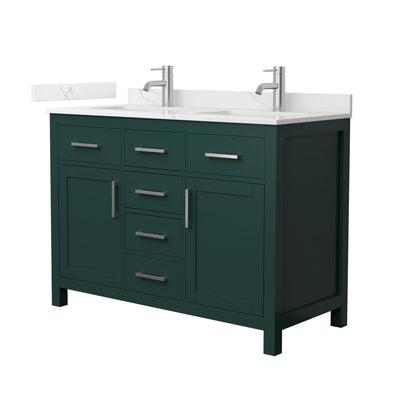 Beckett Bathroom Vanity with Countertop 48 inch Double Sink Single hole Faucet Setup