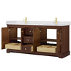 Custom image for Dark Walnut with Brushed Gold Trim / White Cultured Marble / No Mirror