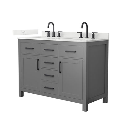 Beckett Bathroom Vanity with Countertop 48 inch Double Sink 3-hole Faucet Setup