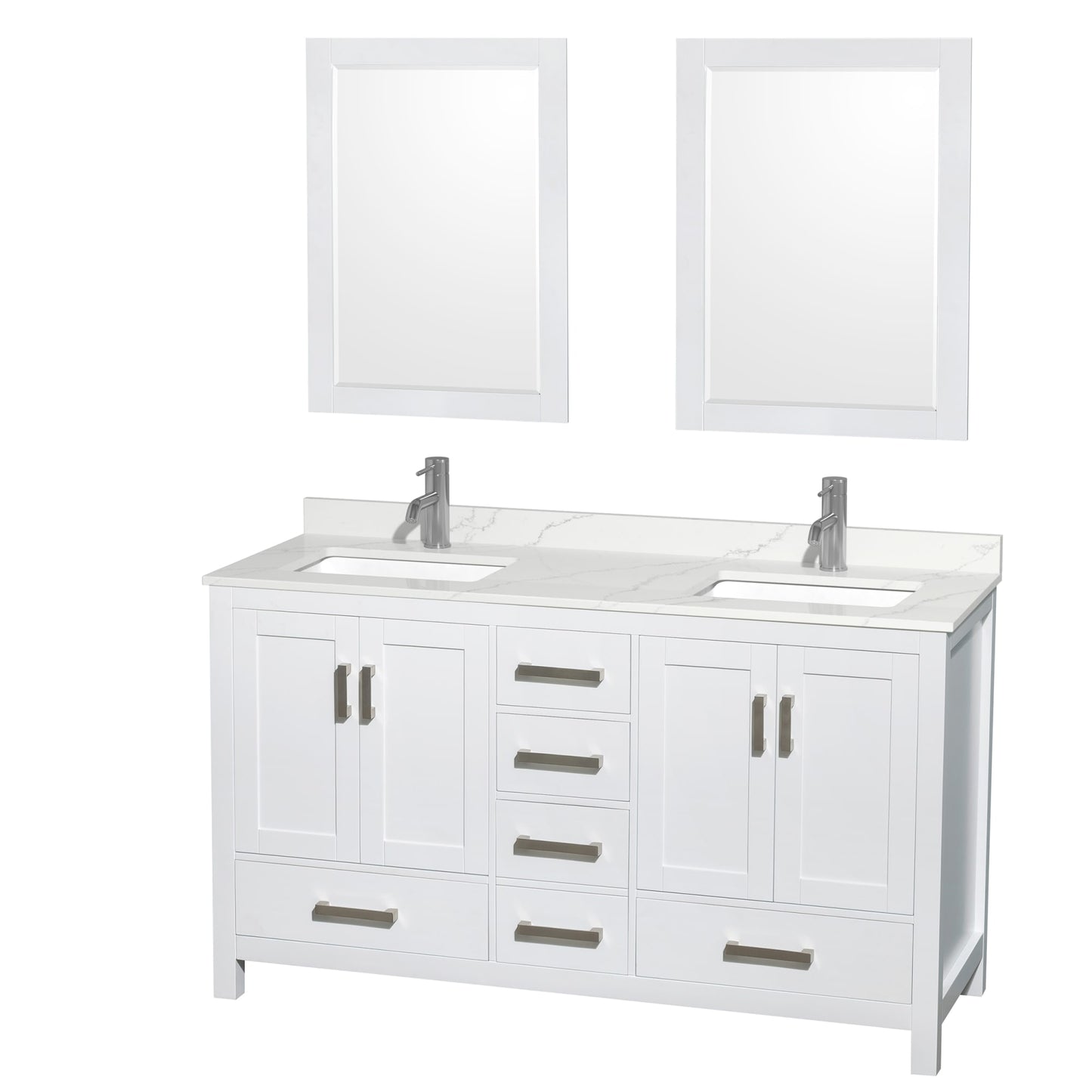 Sheffield Bathroom Vanity with Countertop 60 inch Double Sink Single hole Faucet Setup
