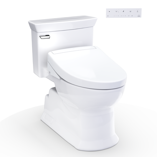 WASHLET+ Soiree Elongated 1.28 GPF Universal Height Toilet with S5 Bidet Seat