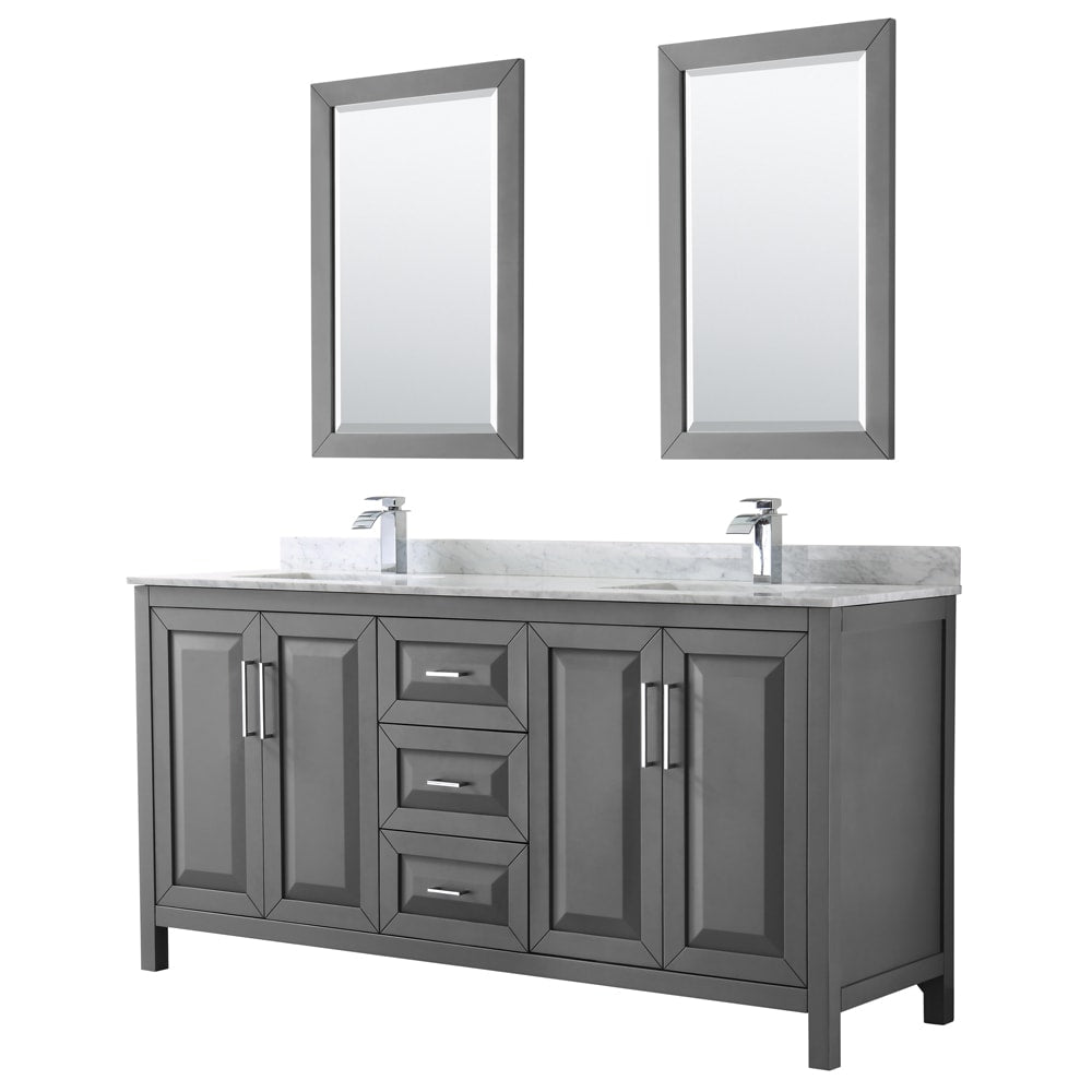 Daria Bathroom Vanity with Countertop 72 inch Double Sink Single hole Faucet Setup