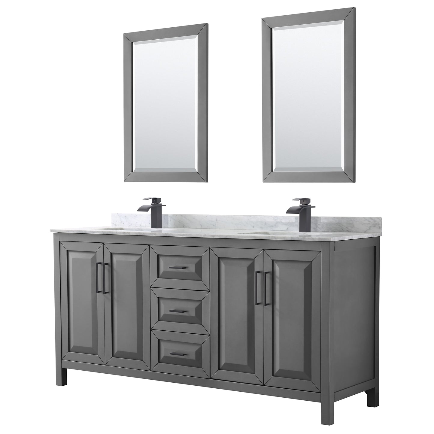Daria Bathroom Vanity with Countertop 72 inch Double Sink Single hole Faucet Setup