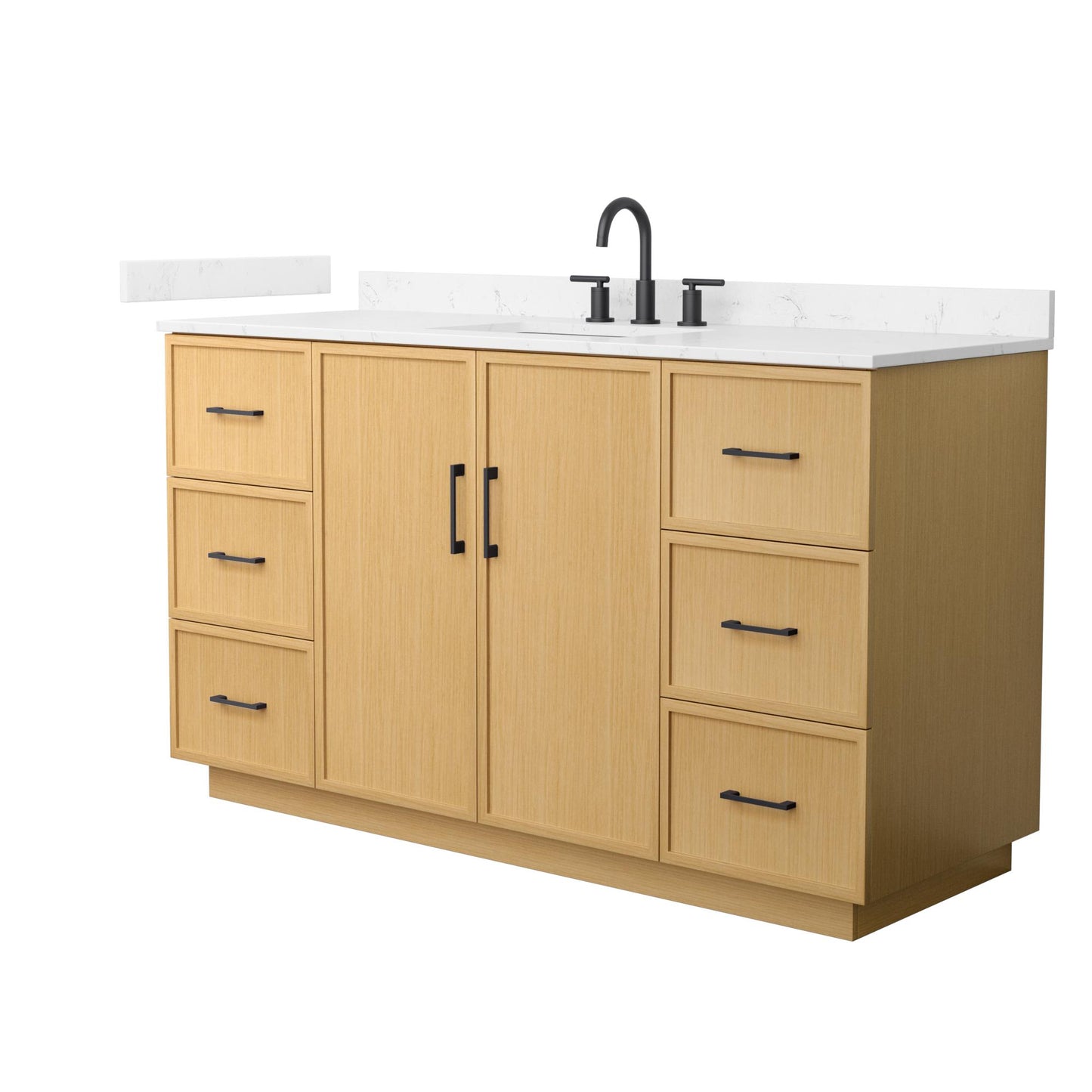 Elan TK Bathroom Vanity with Countertop 60 inch Single Sink 3-hole Faucet Setup