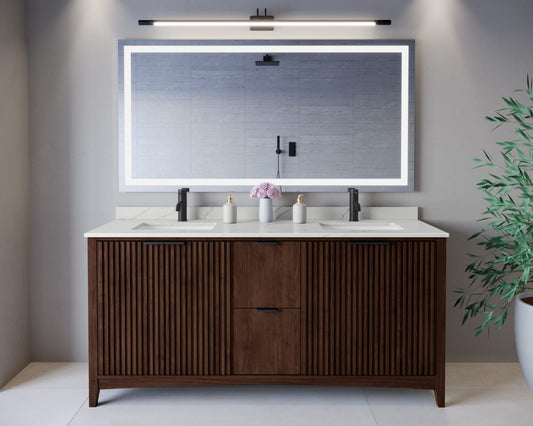 Palmilla Bathroom Vanity with Countertop 72 inch Double Sink Single hole Faucet Setup