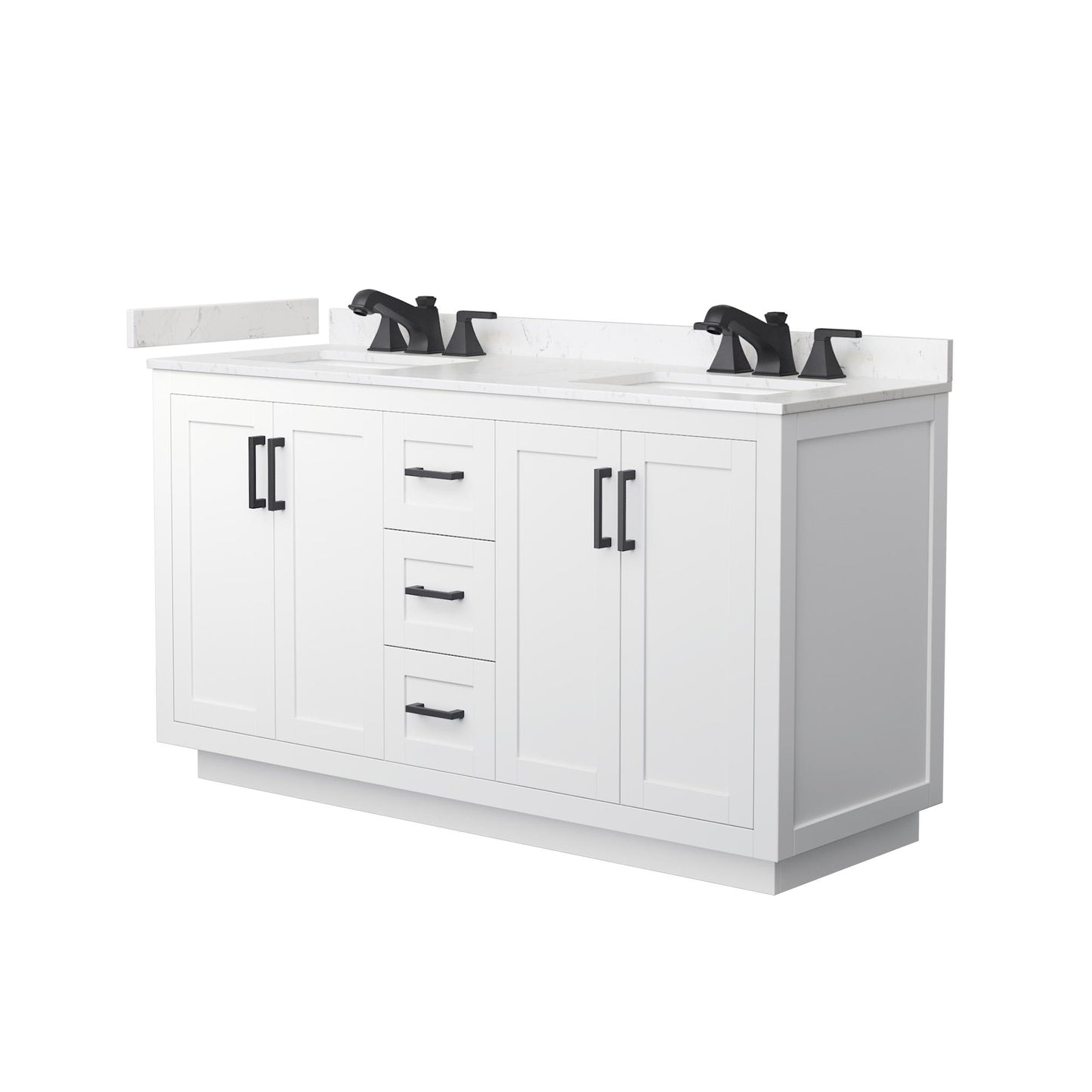 Miranda Bathroom Vanity with Countertop 60 inch Double Sink 3-hole Faucet Setup