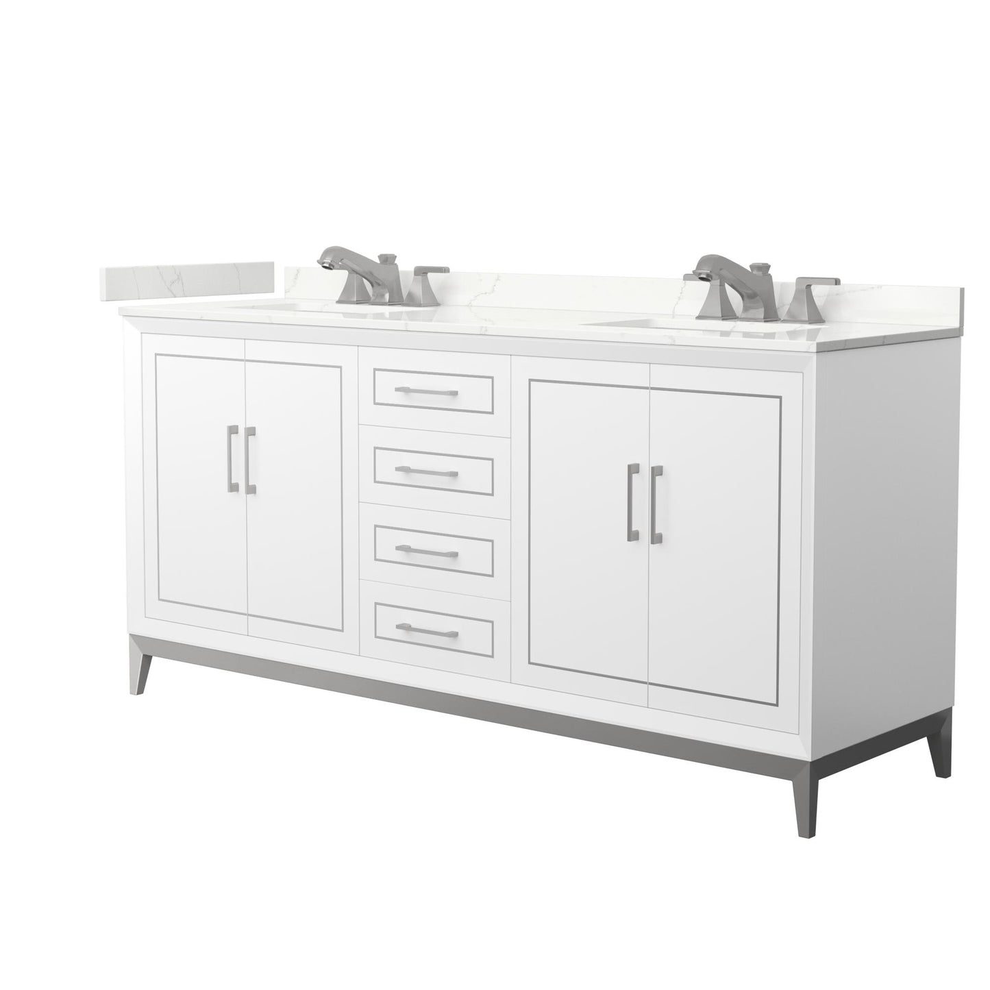 Marlena Bathroom Vanity with Countertop 72 inch Double Sink 3-hole Faucet Setup