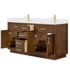 Custom image for Dark Oak with Brushed Gold Trim / White Quartz / No Mirror
