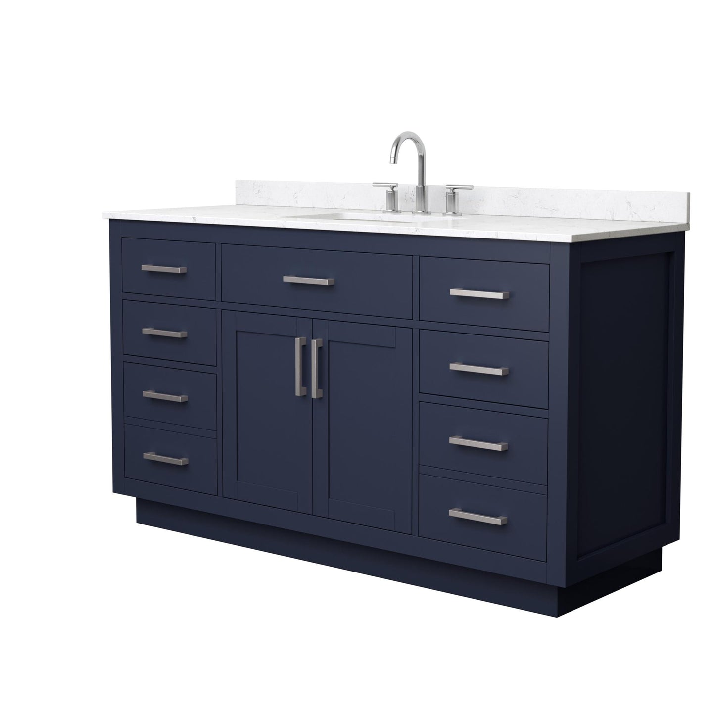 Beckett TK Bathroom Vanity with Countertop 60 inch Single Sink 3-hole Faucet Setup