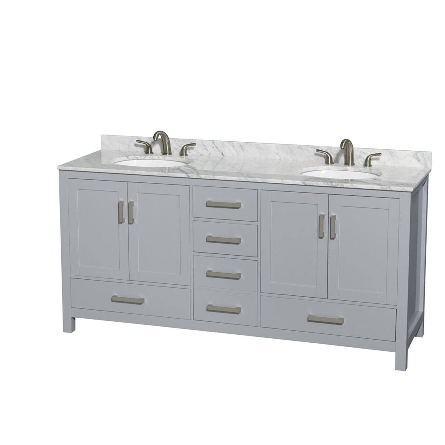 Sheffield Bathroom Vanity with Countertop 72 inch Double Sink 3-hole Faucet Setup