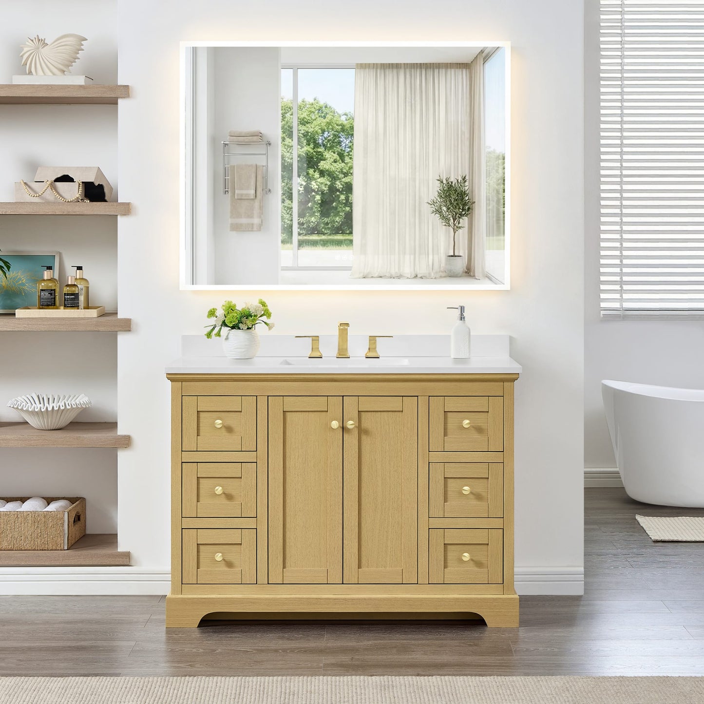 Avery Bathroom Vanity with Countertop 48 inch Single Sink 3-hole Faucet Setup