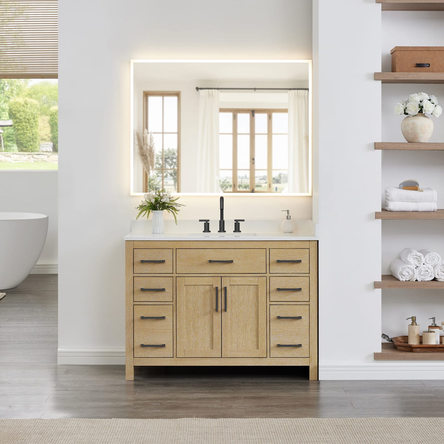 Beckett Bathroom Vanity with Countertop 48 inch Single Sink 3-hole Faucet Setup