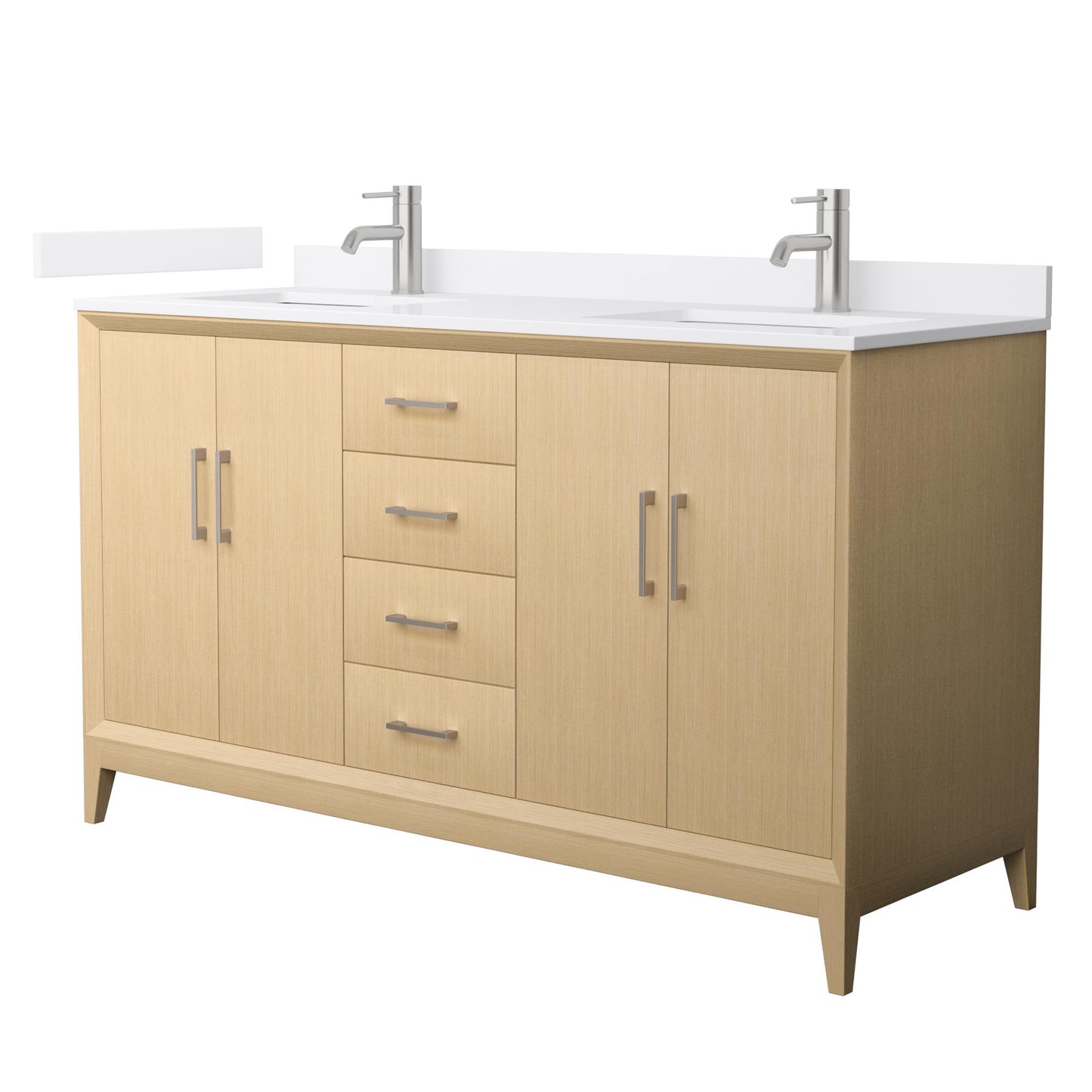 Janna Bathroom Vanity with Countertop 60 inch Double Sink Single hole Faucet Setup