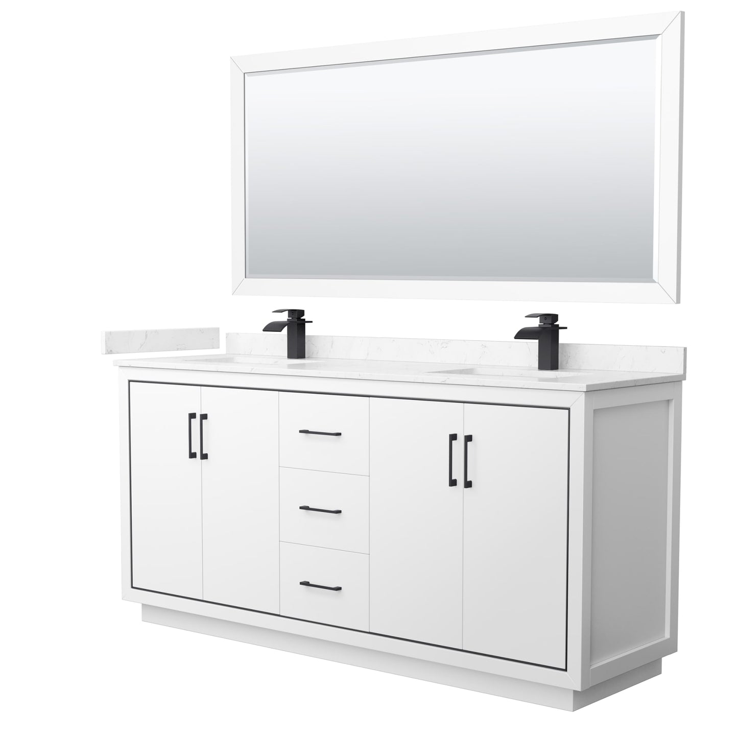 Icon Bathroom Vanity with Countertop 72 inch Double Sink Single hole Faucet Setup