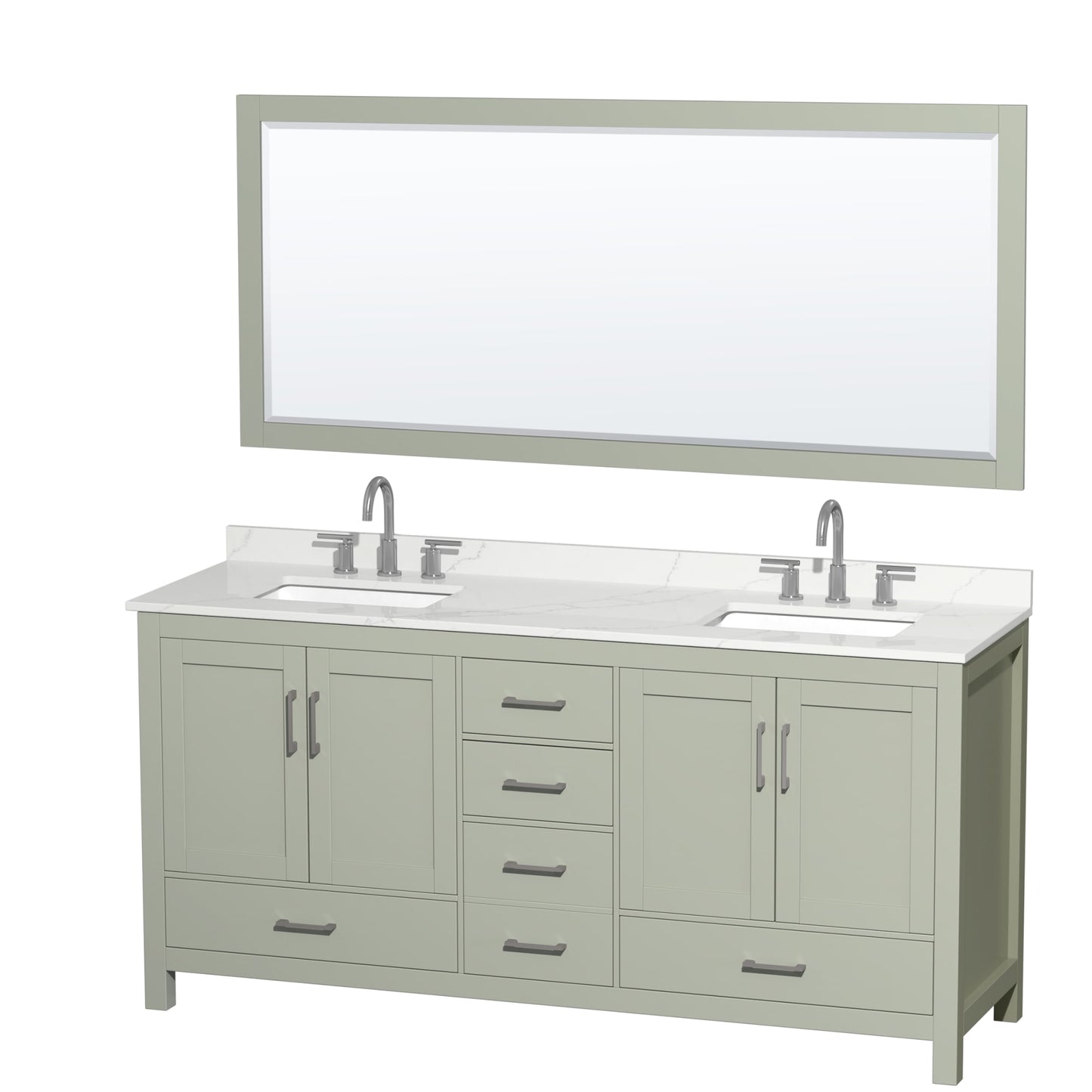 Sheffield Bathroom Vanity with Countertop 72 inch Double Sink 3-hole Faucet Setup