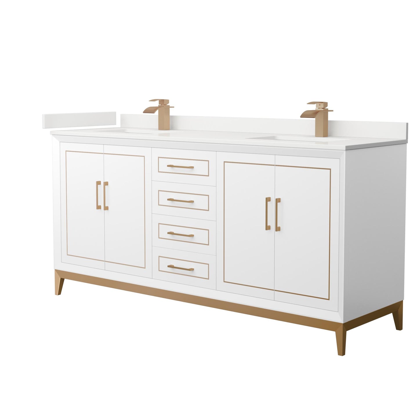 Marlena Bathroom Vanity with Countertop 72 inch Double Sink Single hole Faucet Setup