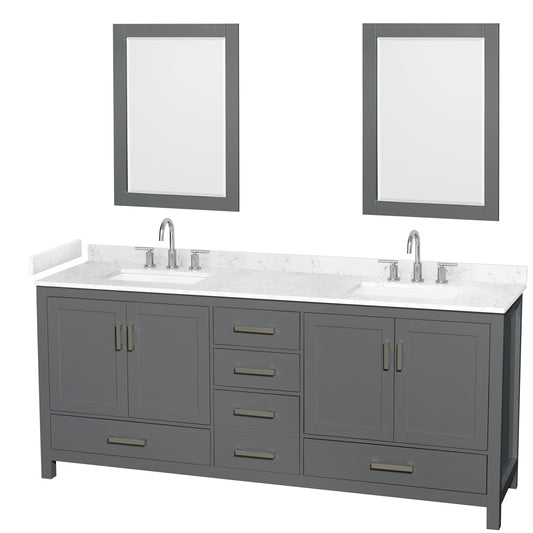 Sheffield Bathroom Vanity with Countertop 80 inch Double Sink 3-hole Faucet Setup