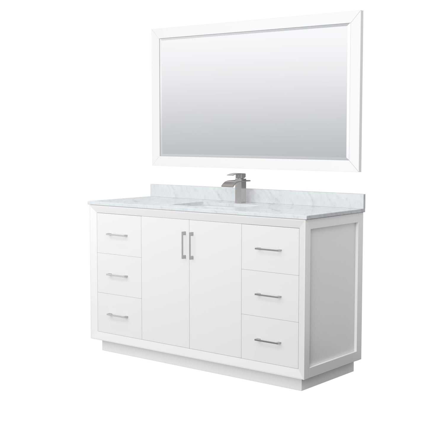 Strada Bathroom Vanity with Countertop 60 inch Single Sink Single hole Faucet Setup