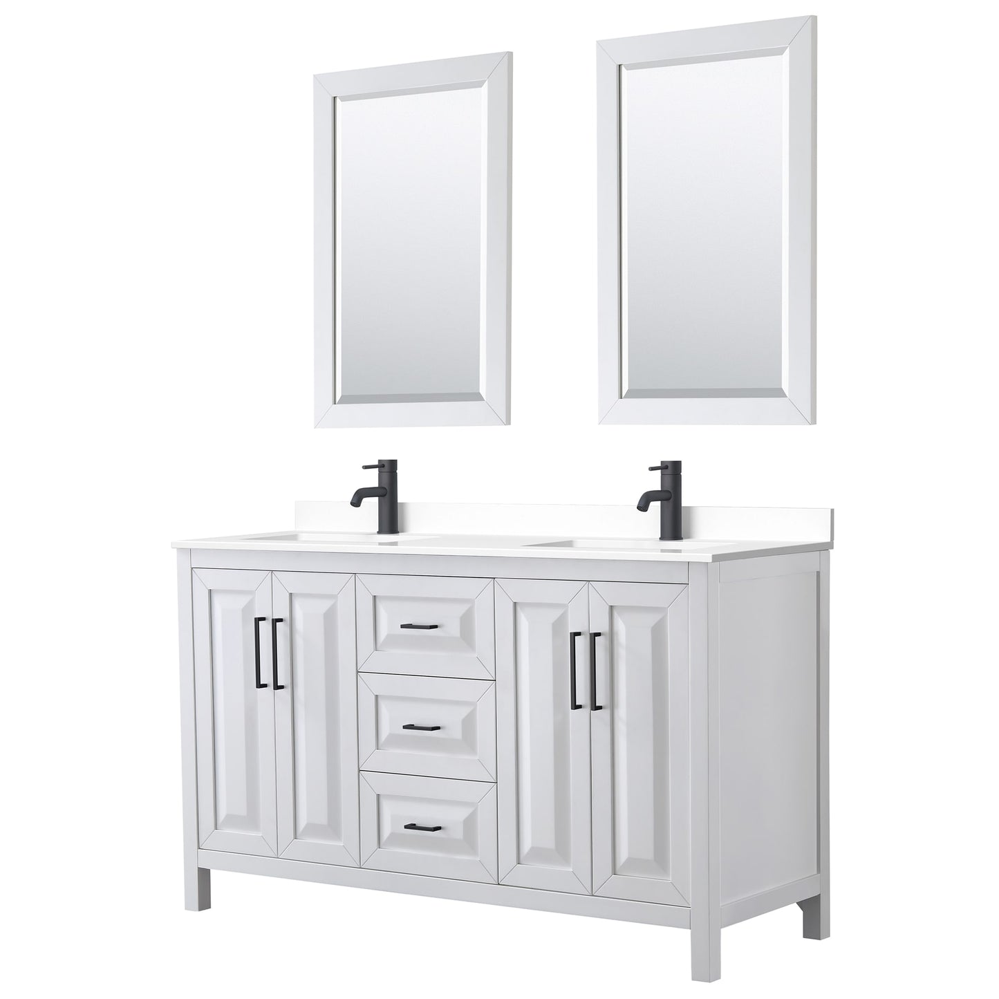 Daria Bathroom Vanity with Countertop 60 inch Double Sink Single hole Faucet Setup