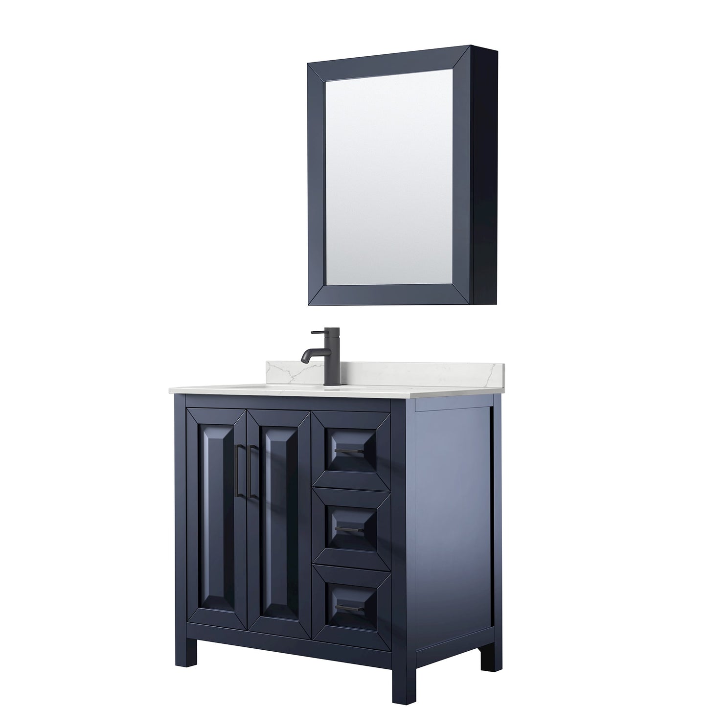 Daria Bathroom Vanity with Countertop 36 inch Single Sink Single hole Faucet Setup