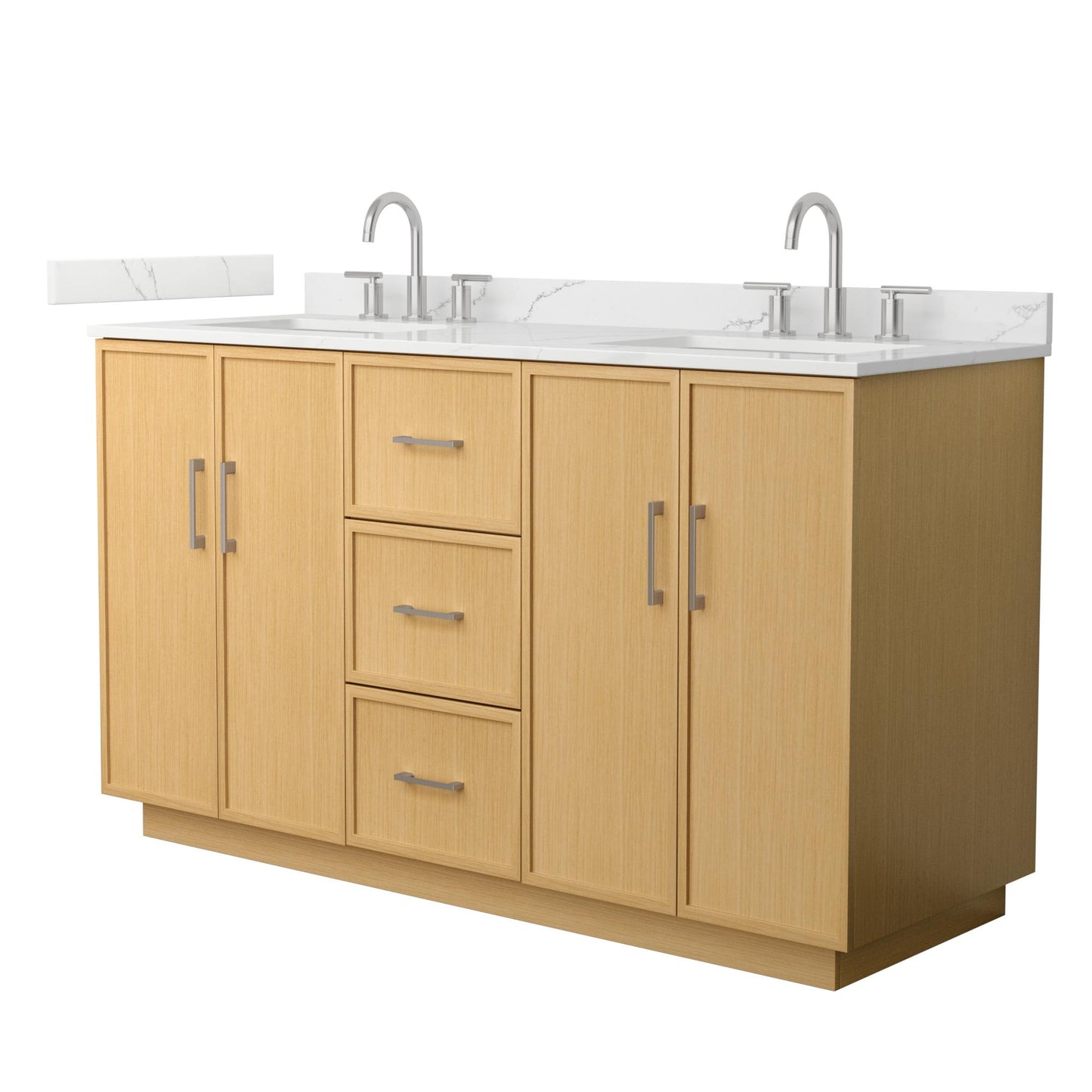 Elan TK Bathroom Vanity with Countertop 60 inch Double Sink 3-hole Faucet Setup