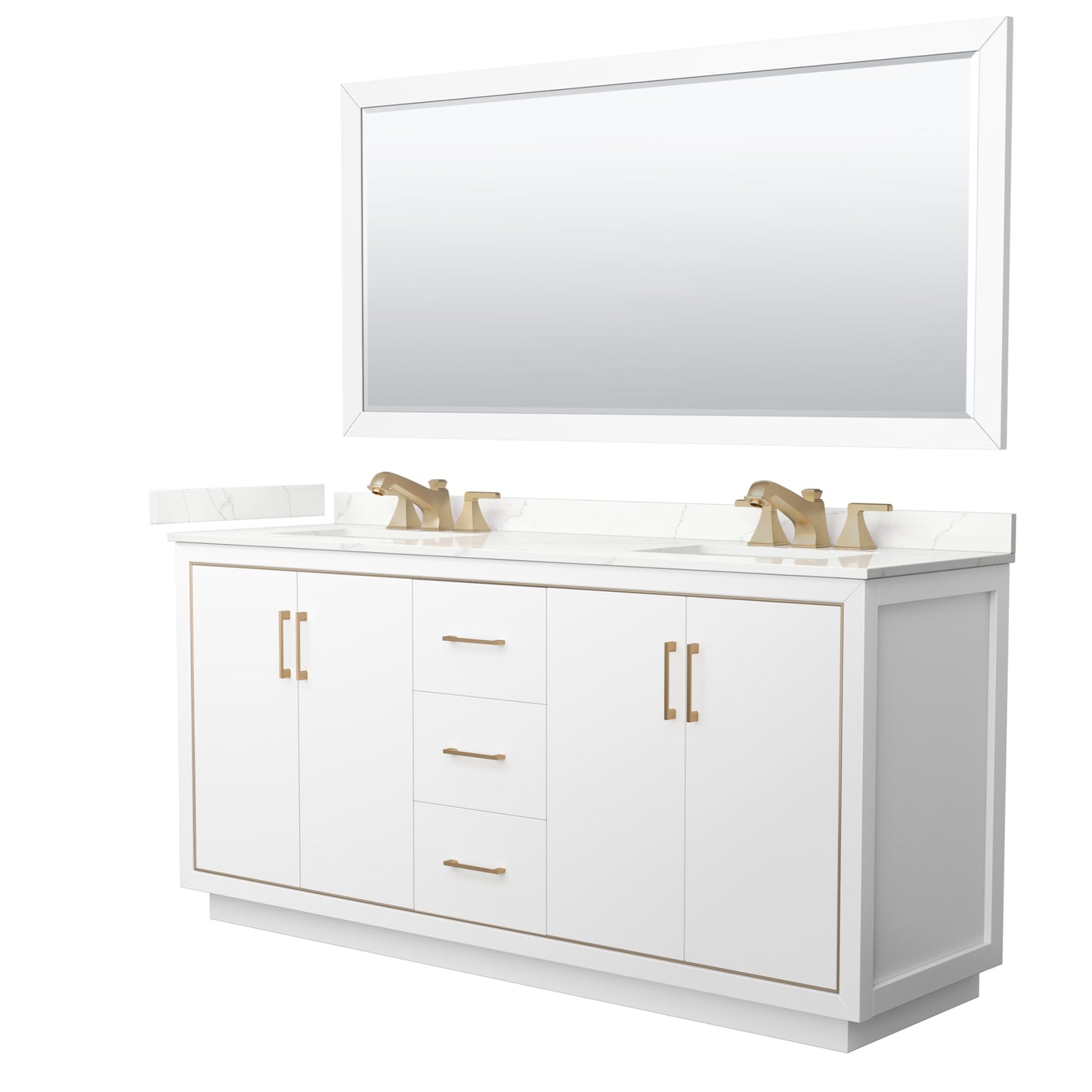 Icon Bathroom Vanity with Countertop 72 inch Double Sink 3-hole Faucet Setup