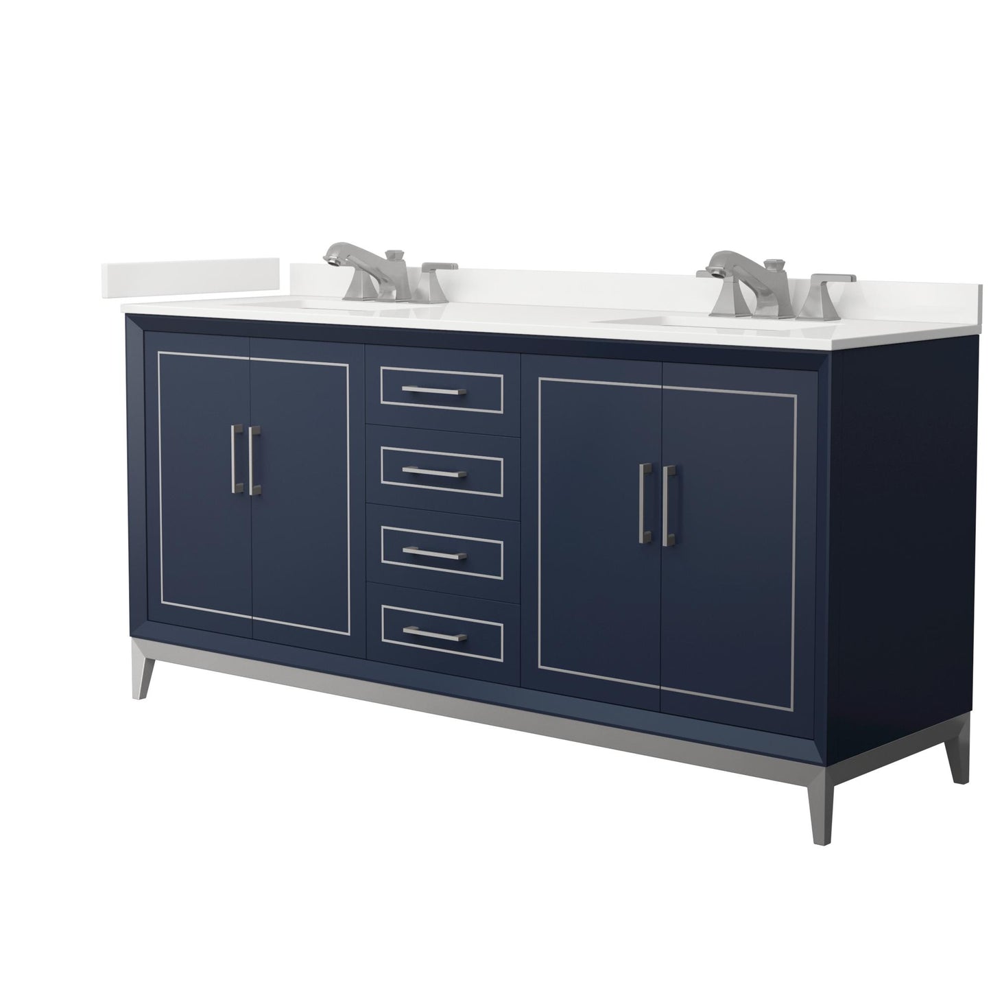 Marlena Bathroom Vanity with Countertop 72 inch Double Sink 3-hole Faucet Setup