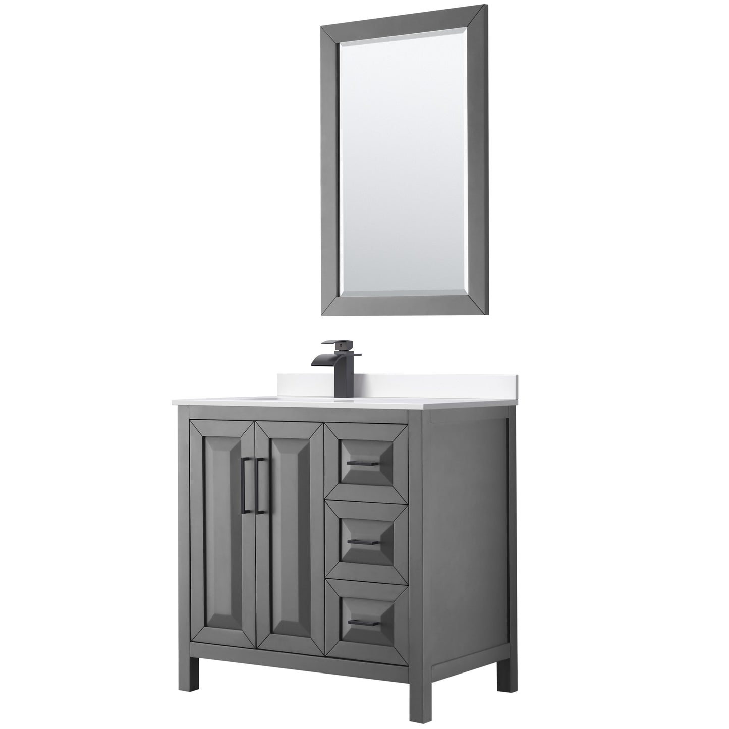 Daria Bathroom Vanity with Countertop 36 inch Single Sink Single hole Faucet Setup