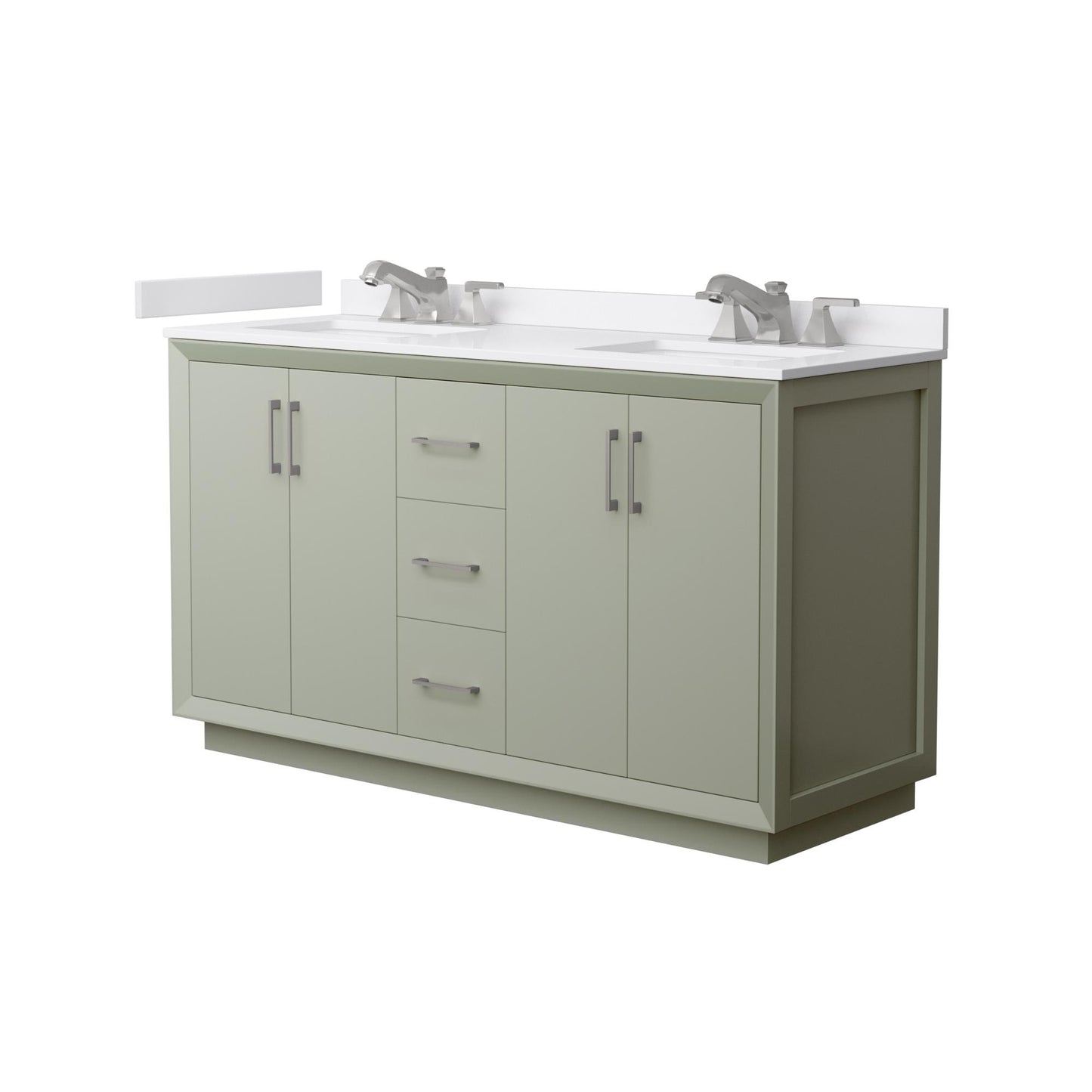 Strada Bathroom Vanity with Countertop 60 inch Double Sink 3-hole Faucet Setup