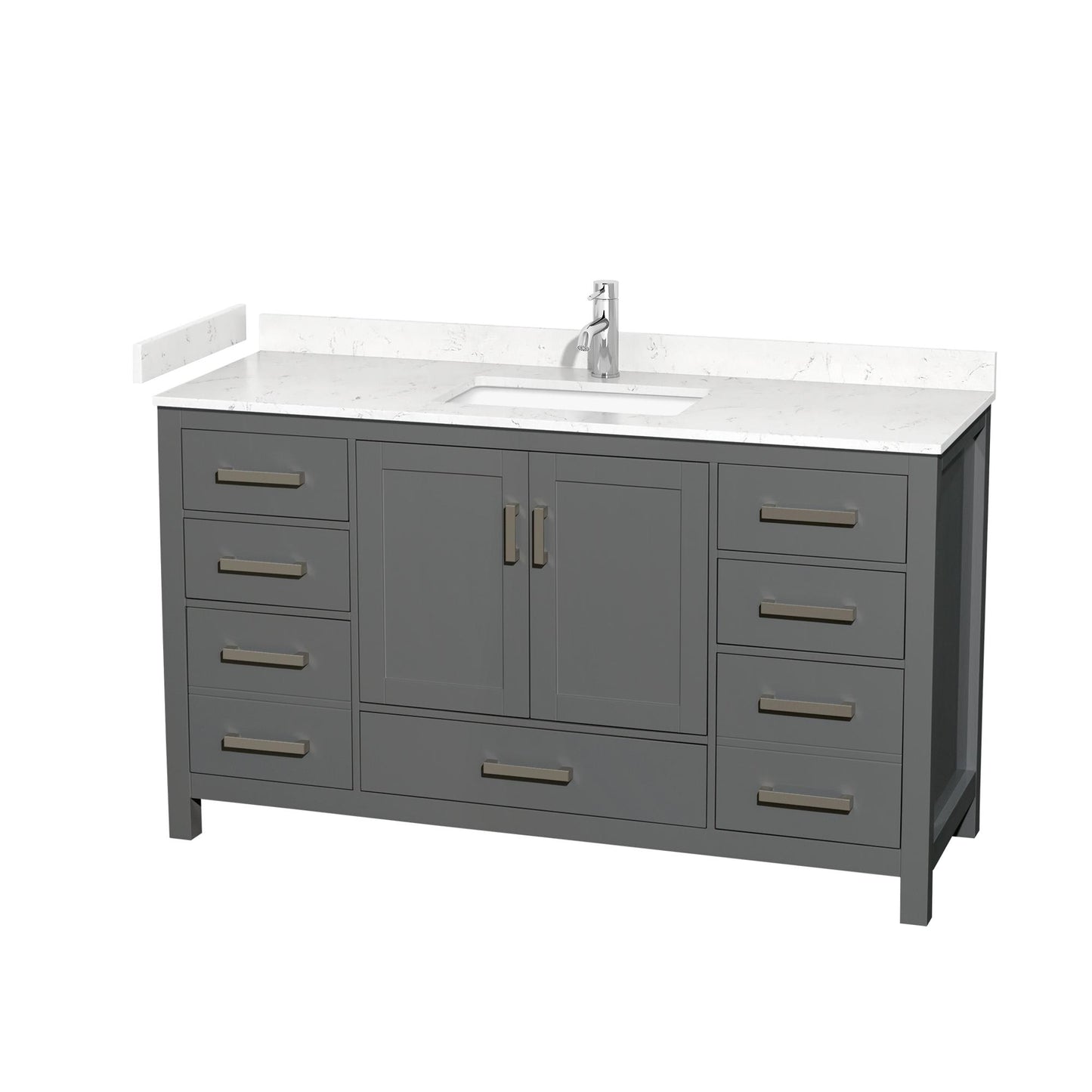 Sheffield Bathroom Vanity with Countertop 60 inch Single Sink Single hole Faucet Setup