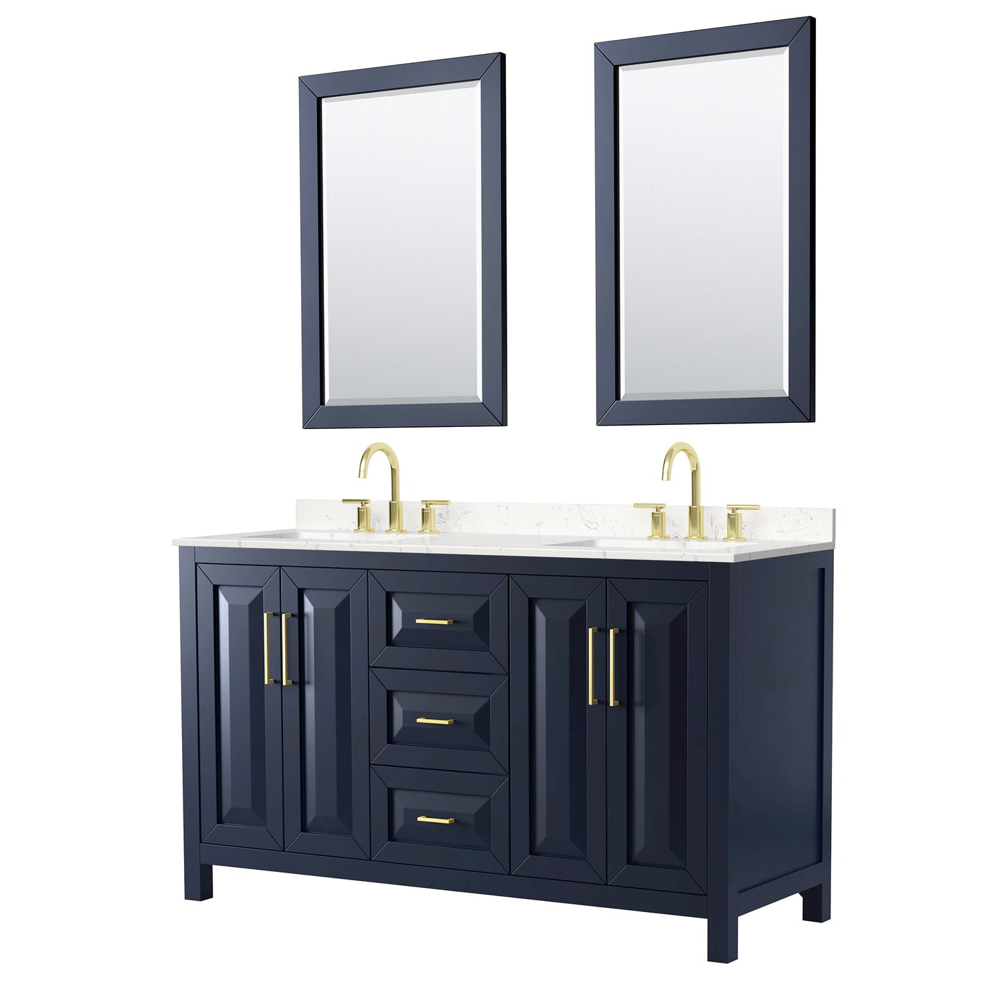Daria Bathroom Vanity with Countertop 60 inch Double Sink 3-hole Faucet Setup