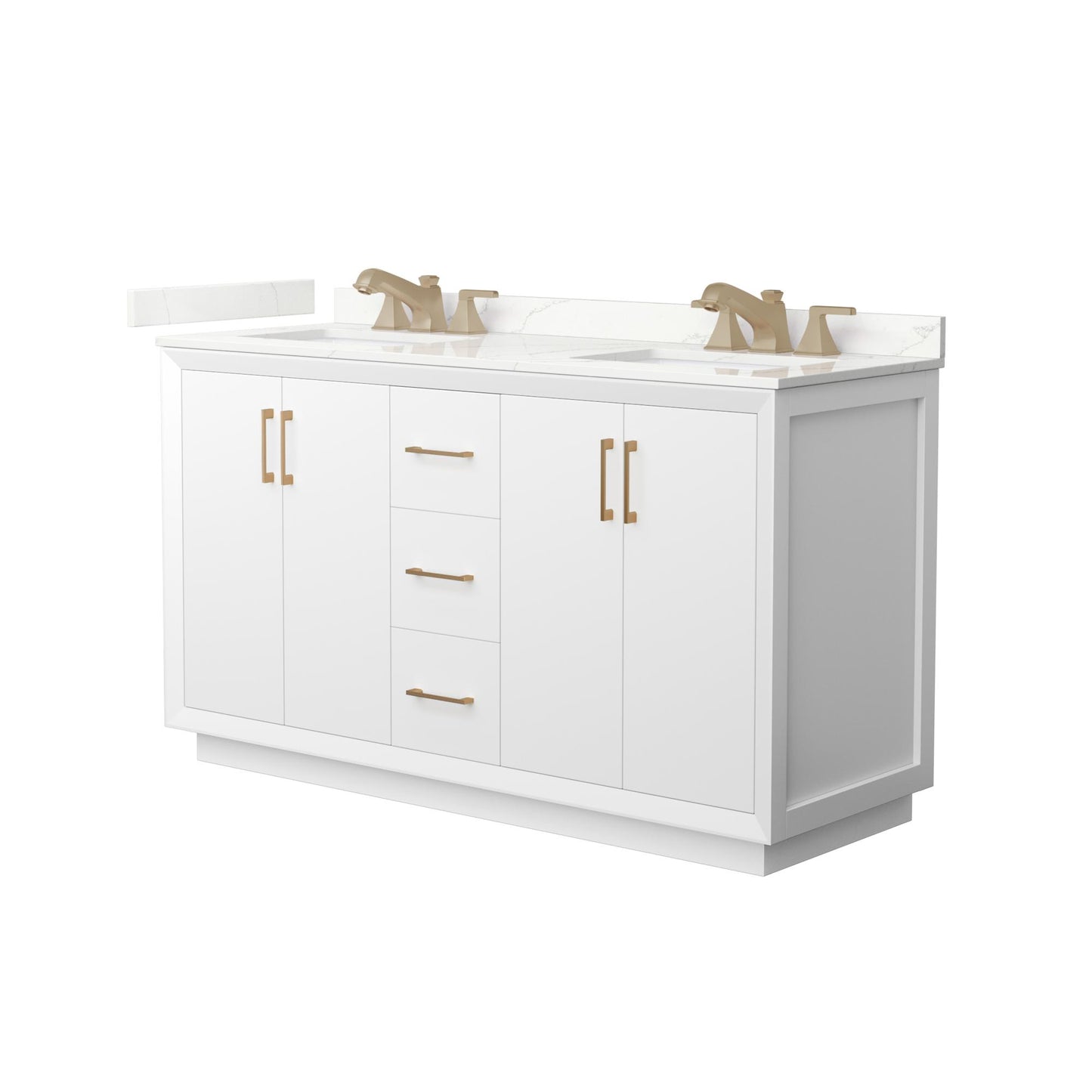 Strada Bathroom Vanity with Countertop 60 inch Double Sink 3-hole Faucet Setup