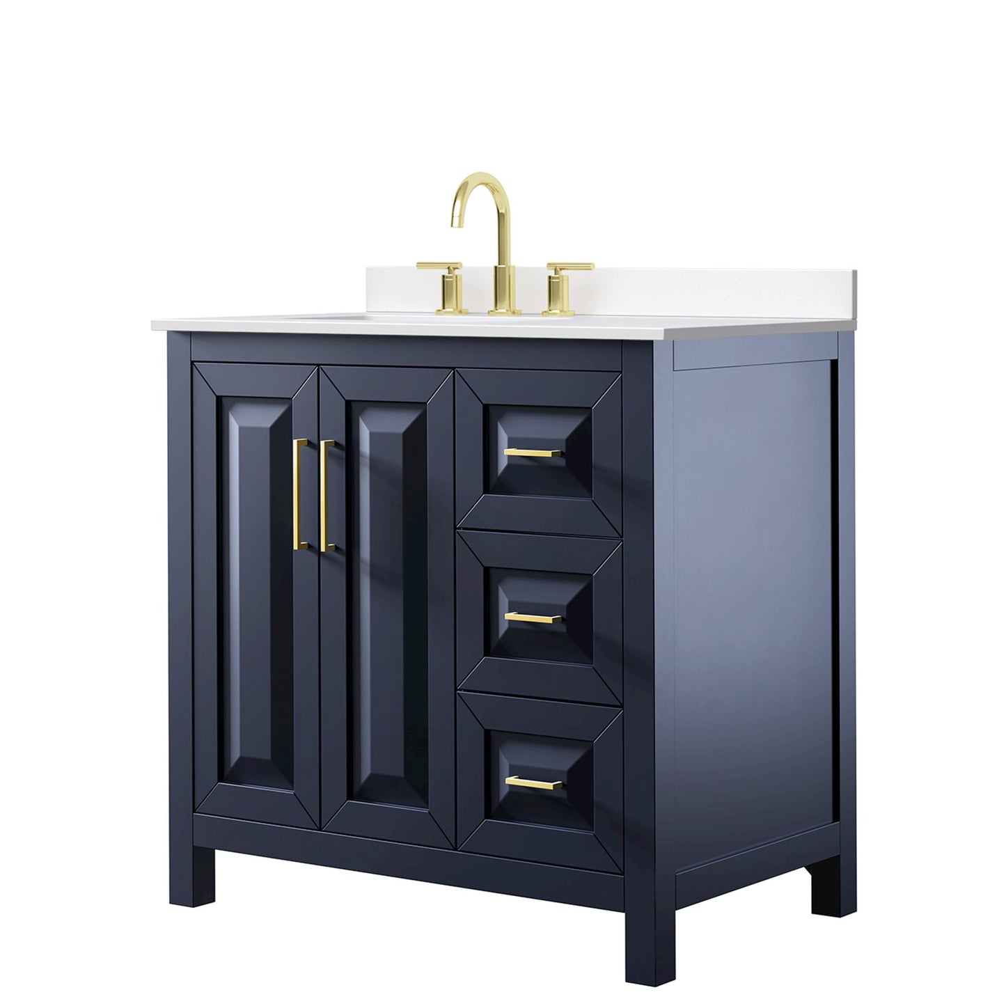 Daria Bathroom Vanity with Countertop 36 inch Single Sink 3-hole Faucet Setup