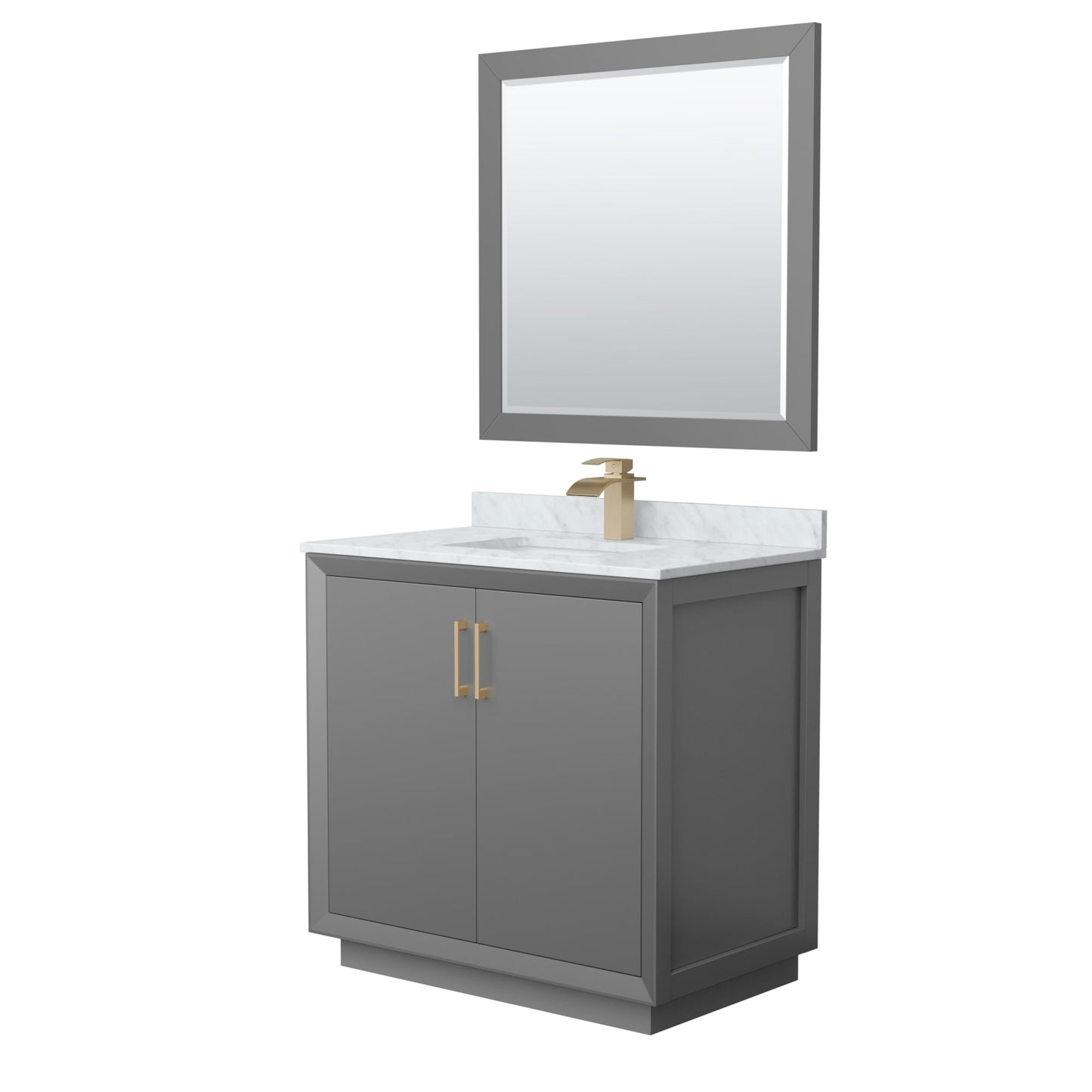 Strada Bathroom Vanity with Countertop 36 inch Single Sink Single hole Faucet Setup