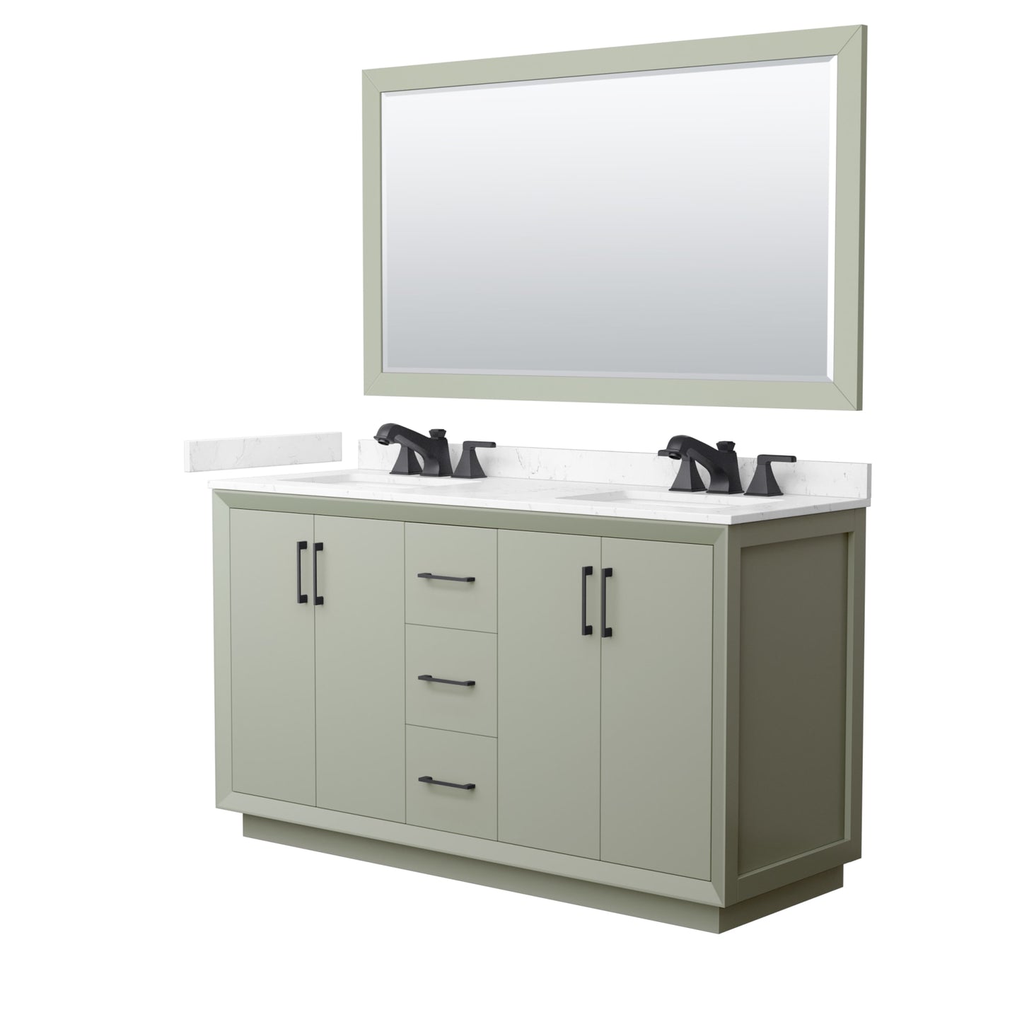 Strada Bathroom Vanity with Countertop 60 inch Double Sink 3-hole Faucet Setup