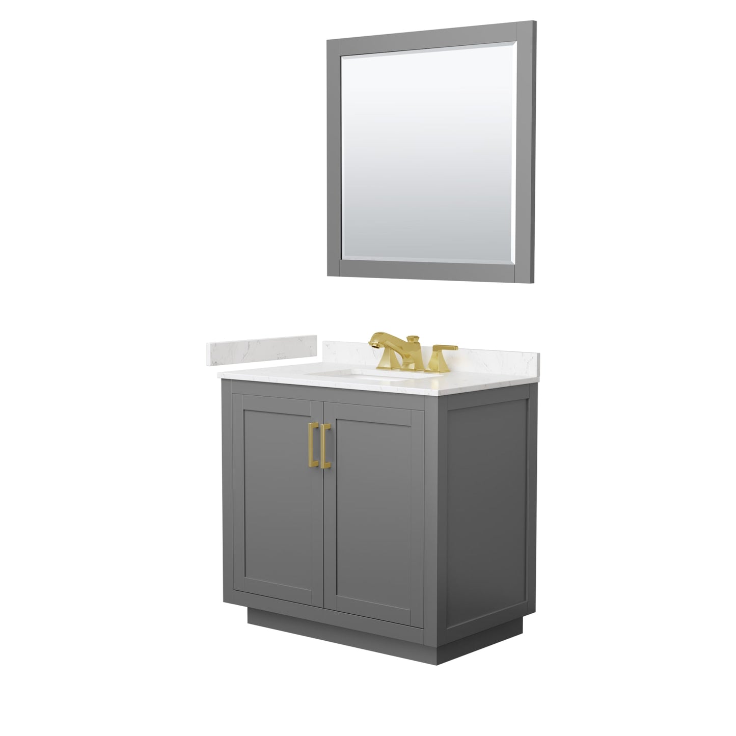 Miranda Bathroom Vanity with Countertop 36 inch Single Sink 3-hole Faucet Setup
